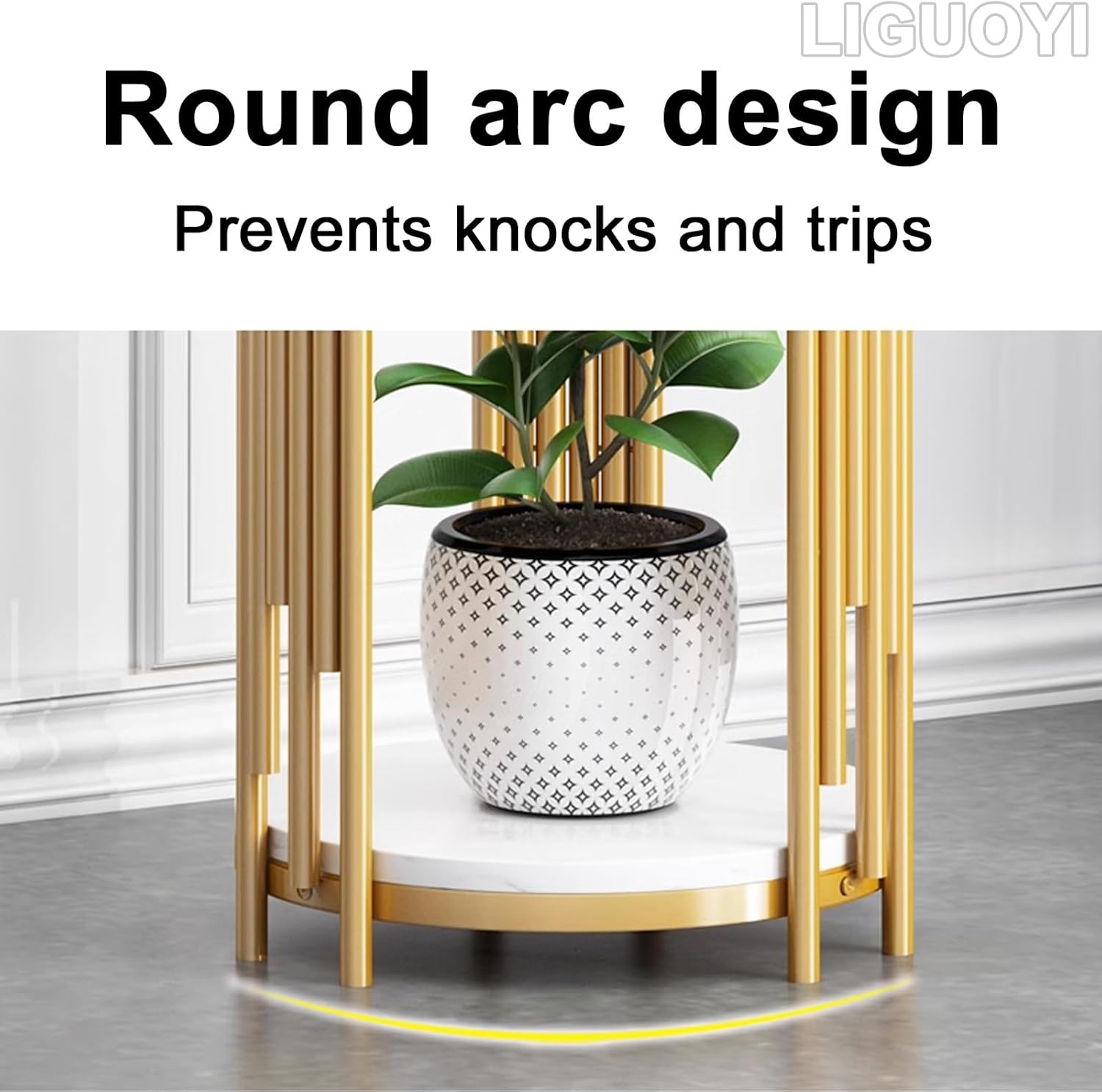Soporte para macetas para plantas al aire libre, estante de metal de 2 niveles, superficie de mármol, soporte de esquina para plantas de flores,