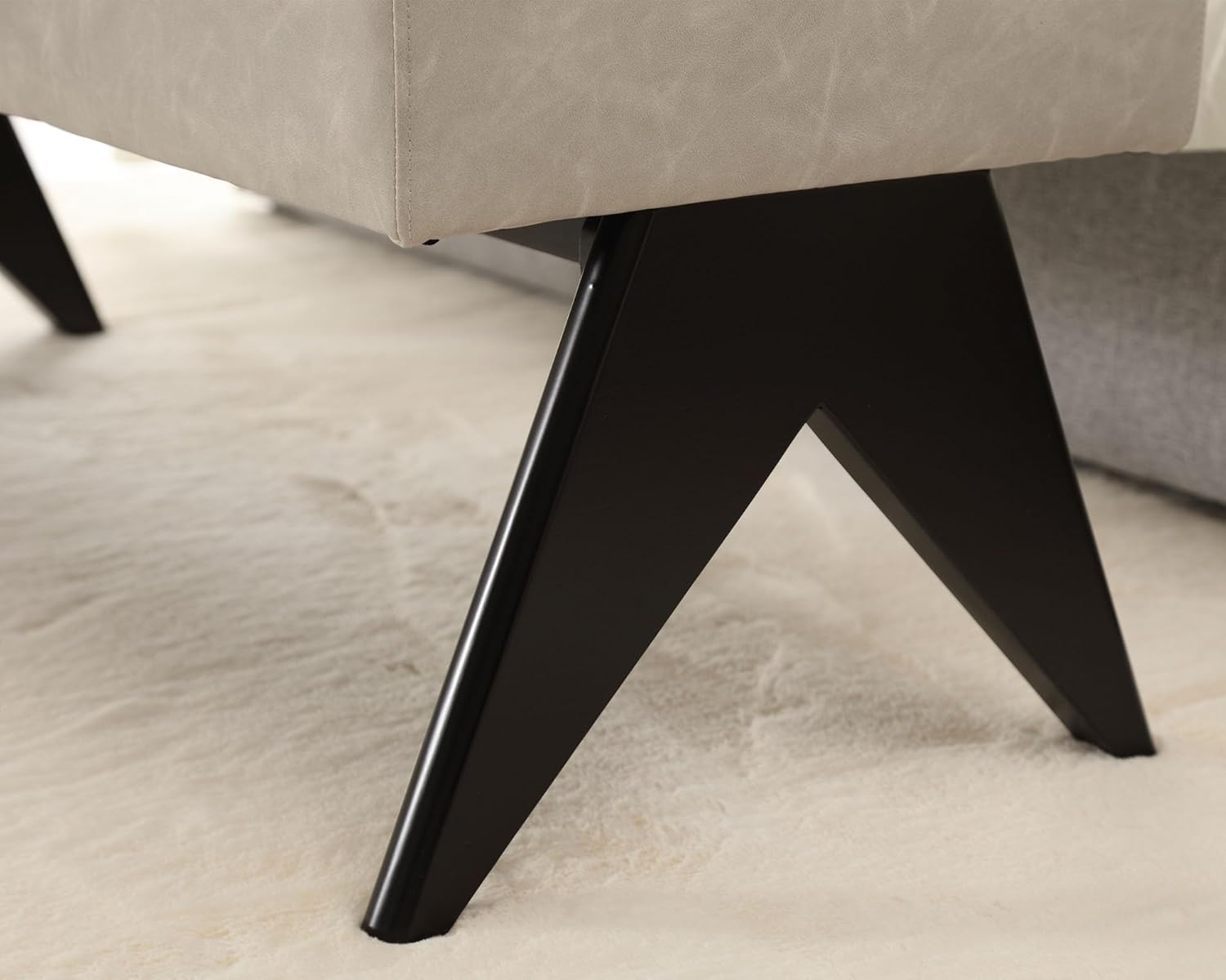 VESCASA Banco de comedor tapizado de piel sintética con patas de madera negra, entrada de 45.25 pulgadas de ancho, banco acolchado moderno para