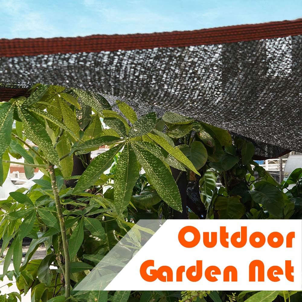 65% -75% negro protector solar paño con ojales sellados para plantas de jardín, invernadero, granero (12 x 12 pies)