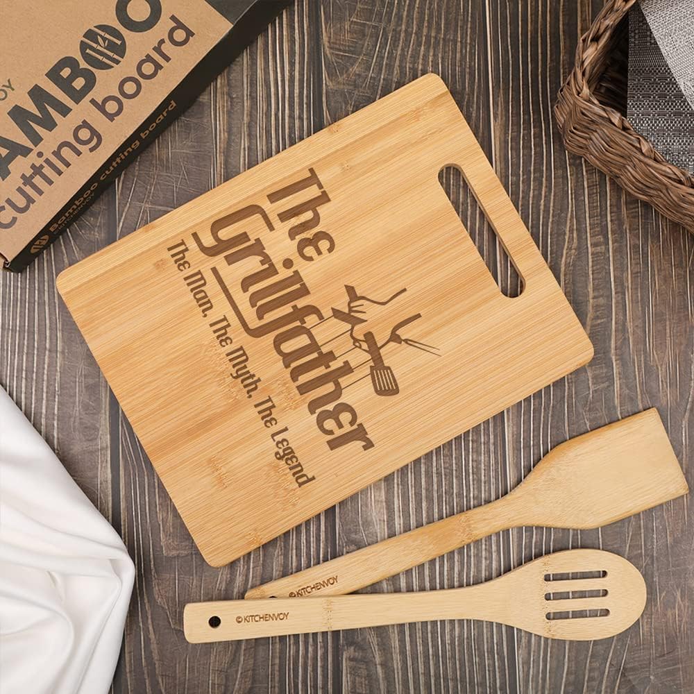 Tabla de cortar para papá, The Grillfather The Man The Myth, The Legend, regalos para papá en cumpleaños, juego de regalo de tabla de cocina de