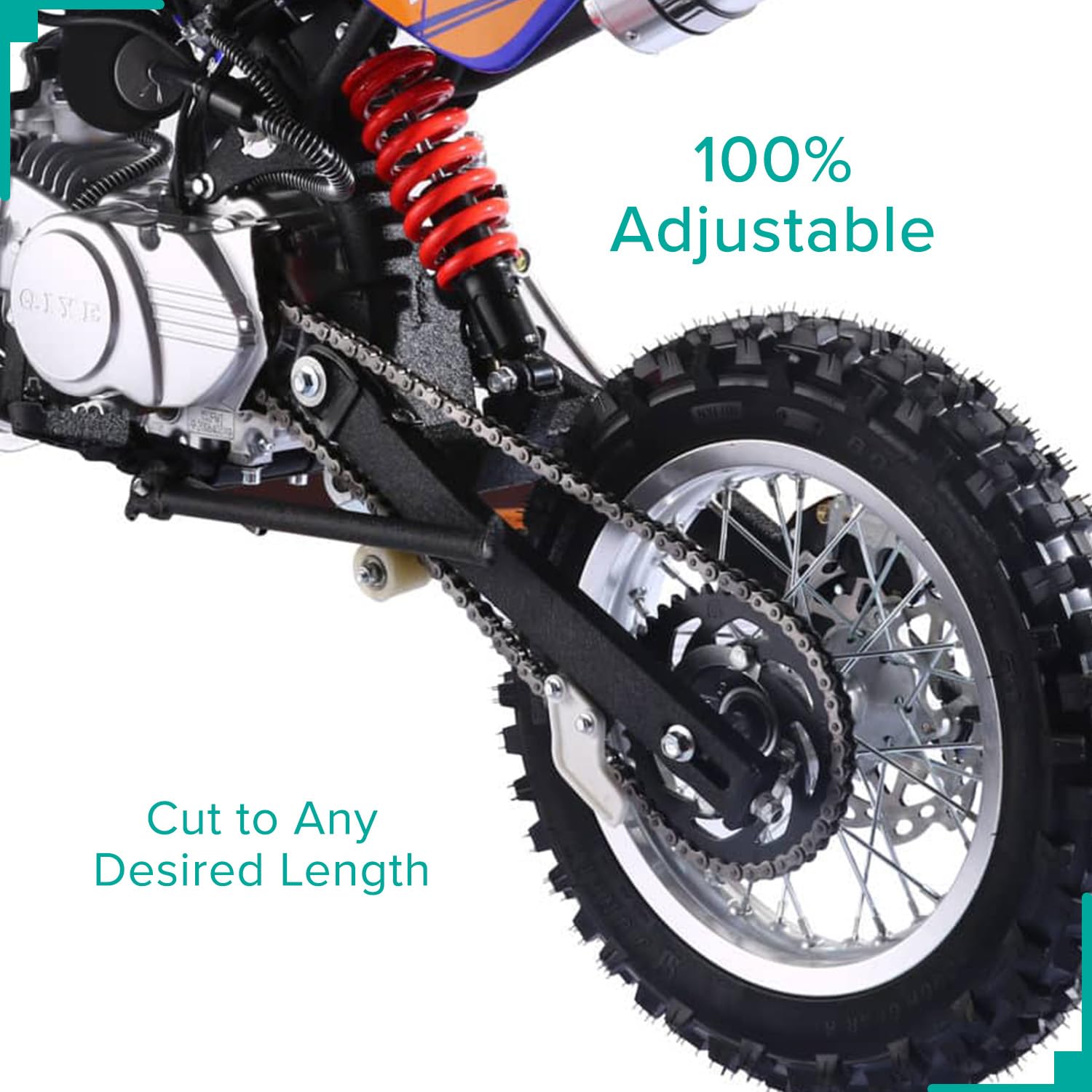 AlveyTech Cadena de bucle abierto 420 para cuatrimotos, motos de cross, karts y mini bicicletas, 5 pies con Master Link