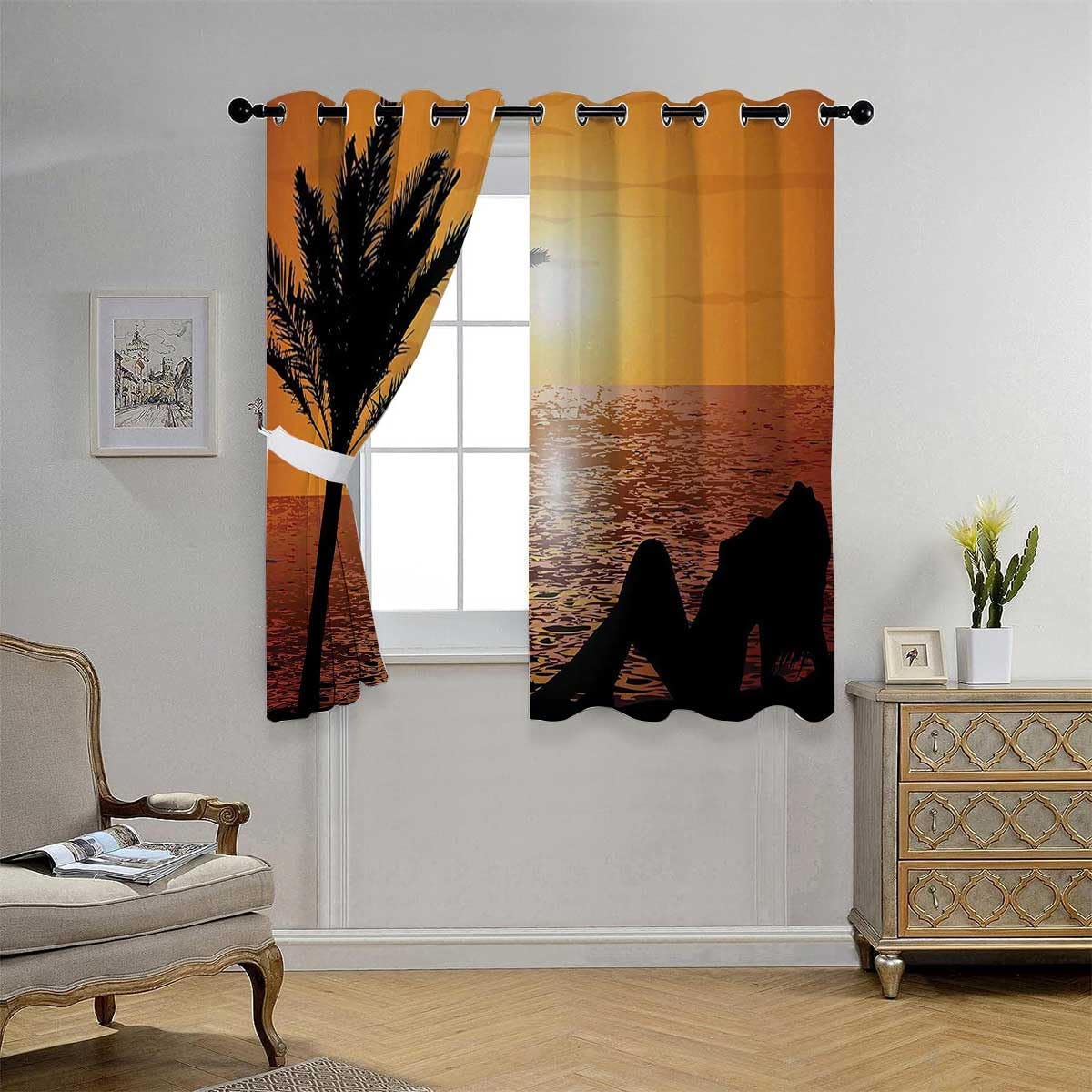 YANFENQI Cortina para Dividir Habitacion – Cortinas cortas temporales para pasillos, cortinas opacas con ojales, 55 pulgadas de ancho por 55
