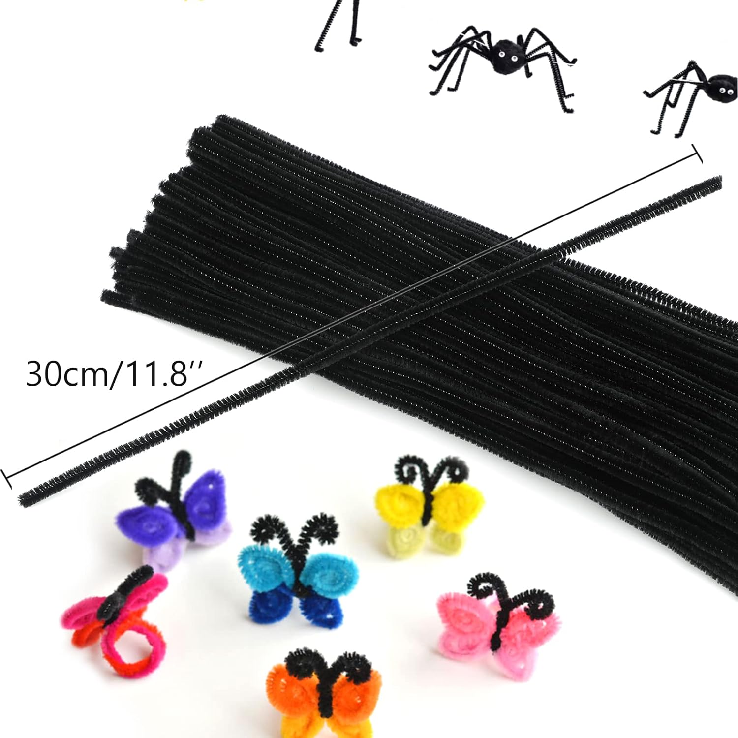 FirstKitchen Limpiadores de pipas para manualidades, 200 piezas de limpiador de tuberías negras para manualidades, 0.236 in x 12 pulgadas, tallos de
