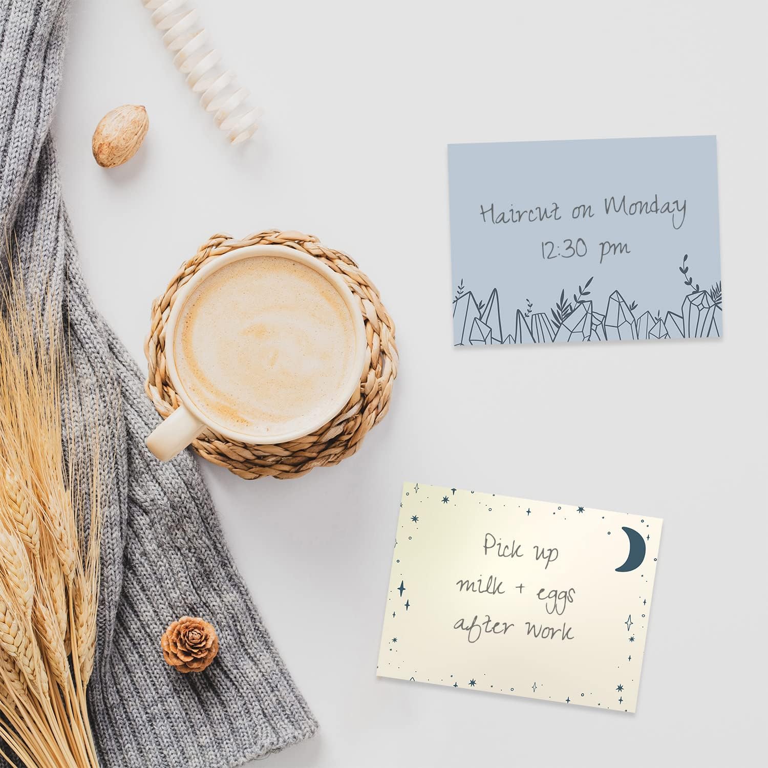 Boho Crystal Magic Sticky Note Surtido  4 x 3 pulgadas Blue Tan reposicionables Notas adhesivas  Juego de 6 almohadillas femeninas de sol y luna