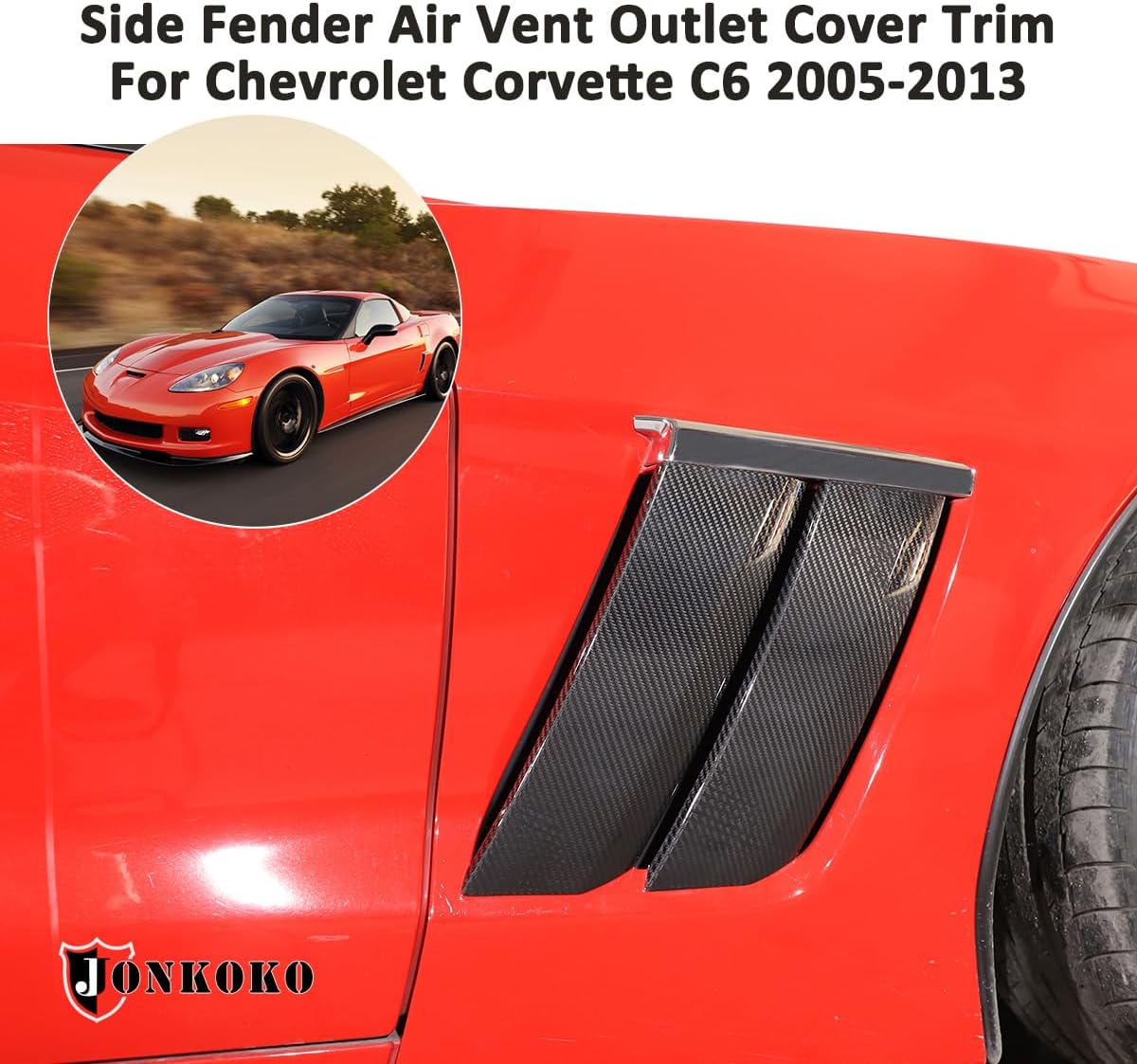 100% fibra de carbono real coche Fender lateral ventilación red de aire etiqueta para Chevrolet Corvette C6 2005-2013 puerta de coche capó flujo