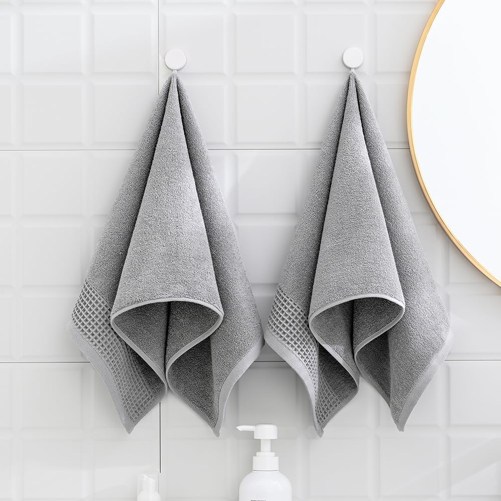 sense gnosis Toallas de mano grises de gofre y rizo para baño, secado rápido, sin pelusas, delgadas, estilo clásico, suaves y absorbentes, toallas