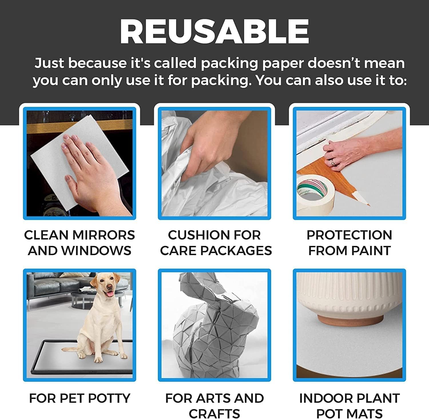 Hojas de papel de embalaje para mudanzas, 1.5 libras, 50 hojas de papel de periódico, imprescindibles en tus suministros de mudanza, 27 x 17