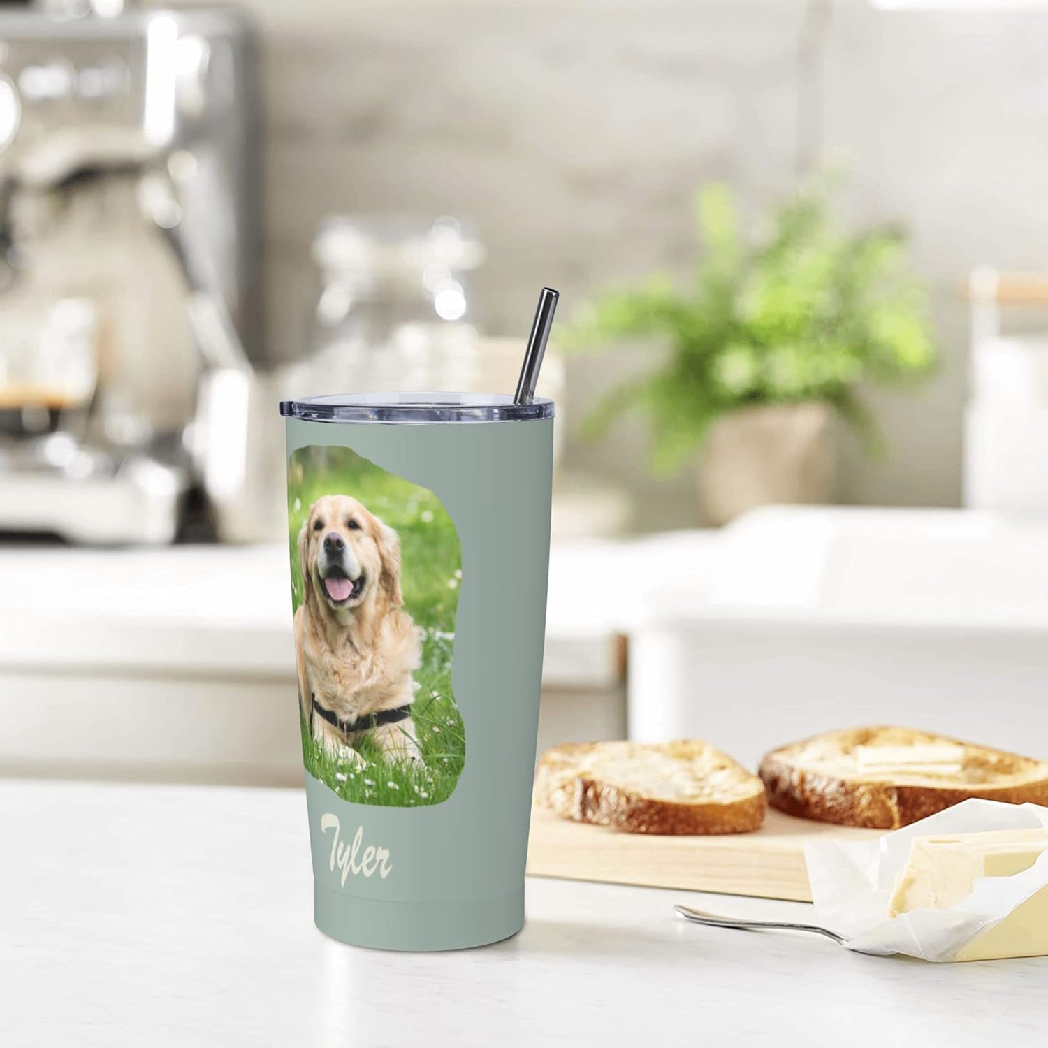Vaso personalizado para mascotas, vaso personalizado de 20 onzas con foto y nombre de mascota, vaso personalizado para fotos de perros y gatos con