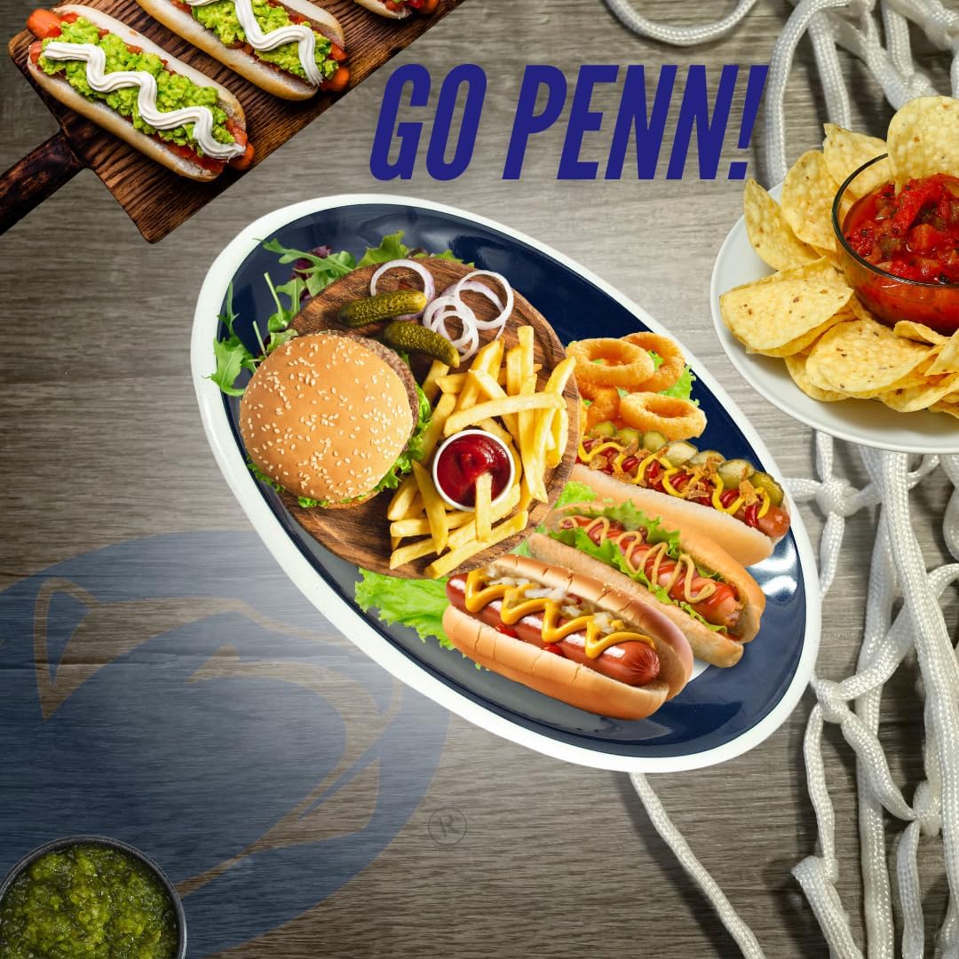 Magnolia Lane Penn State Nittany Lions – Plato ovalado de melamina de alta resistencia de 18 pulgadas para fiesta en estacionamiento, barbacoas,