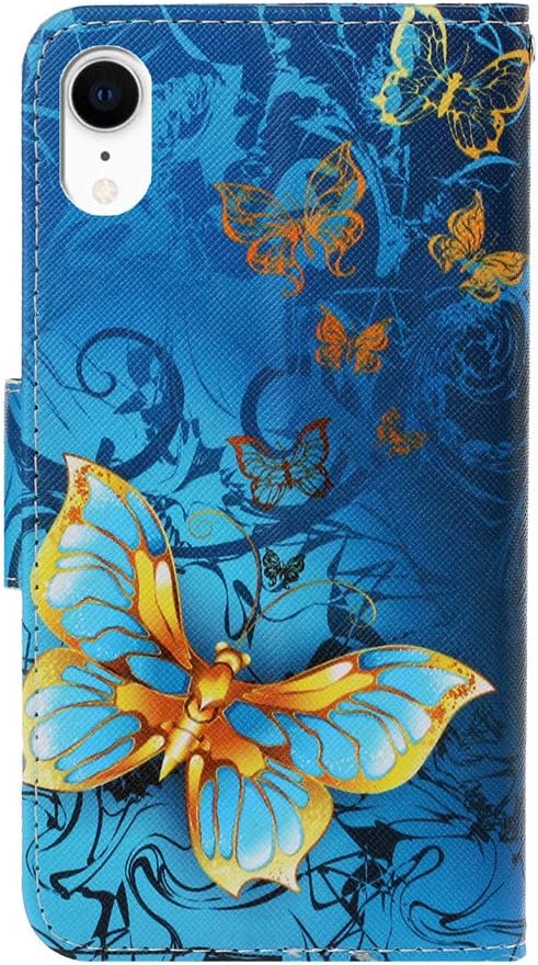 Funda pintada para iPhone XR, elegante carcasa de cuero con cierre magnético, funda protectora a prueba de golpes con correa para la muñeca para