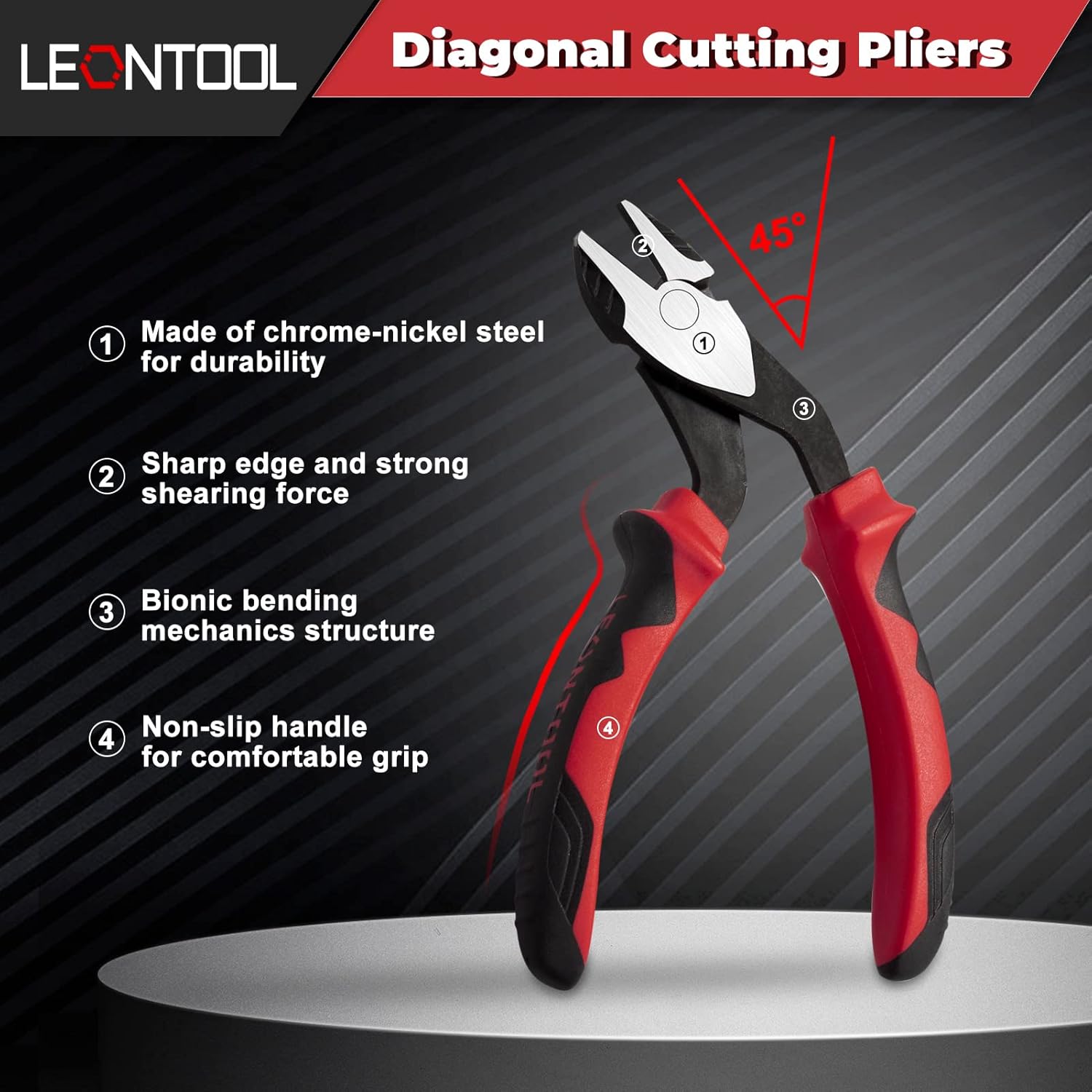 LEONTOOL Alicates de corte diagonal de alto apalancamiento con cabeza angulada Cortadores de alambre de 7 pulgadas Alicates de corte lateral de alta