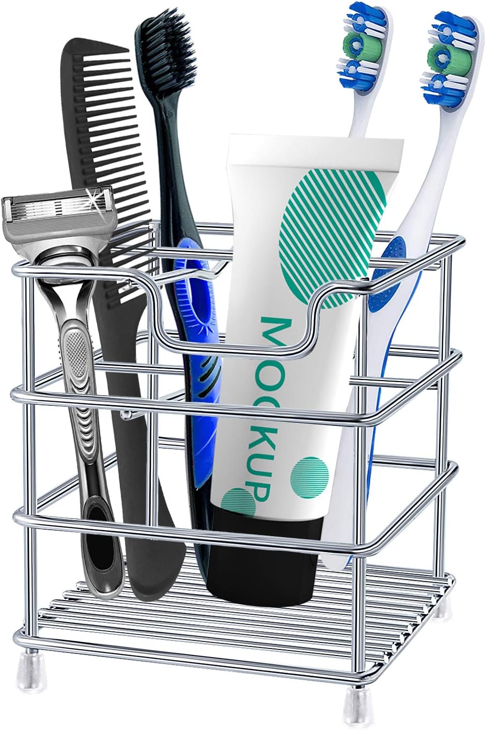 Portacepillos de dientes para baños de acero inoxidable a prueba de óxido para cepillos de dientes y pasta de dientes, organizador de soporte de