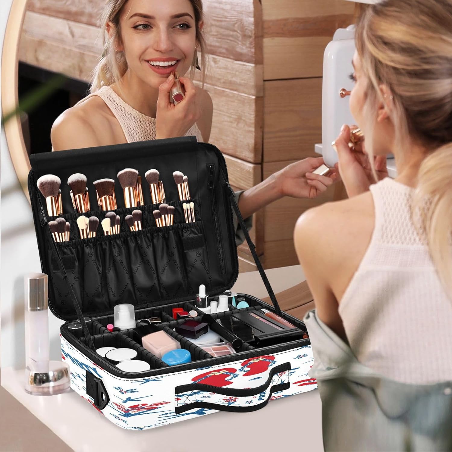 Zathe Bolsa de viaje para mujer, bolsa de maquillaje, bolsa de maquillaje, bolsa de aseo para cosméticos, hombres, mujeres, adolescentes, hombres y