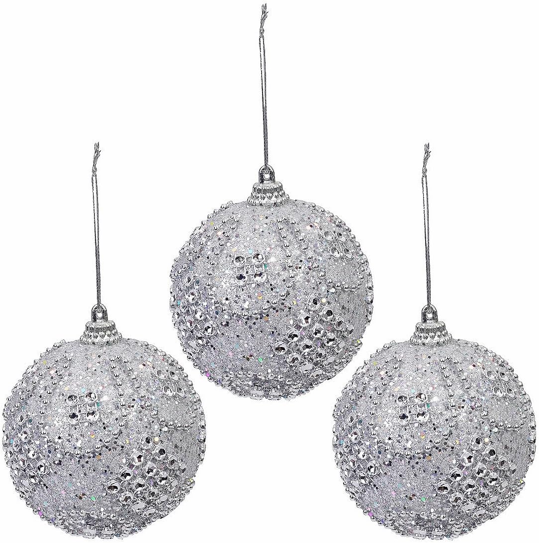SUPVOX 3 adornos de bola de Navidad con diamantes de imitación de cristal, bolas de árbol de Navidad, adornos de árbol de Navidad, suministros de
