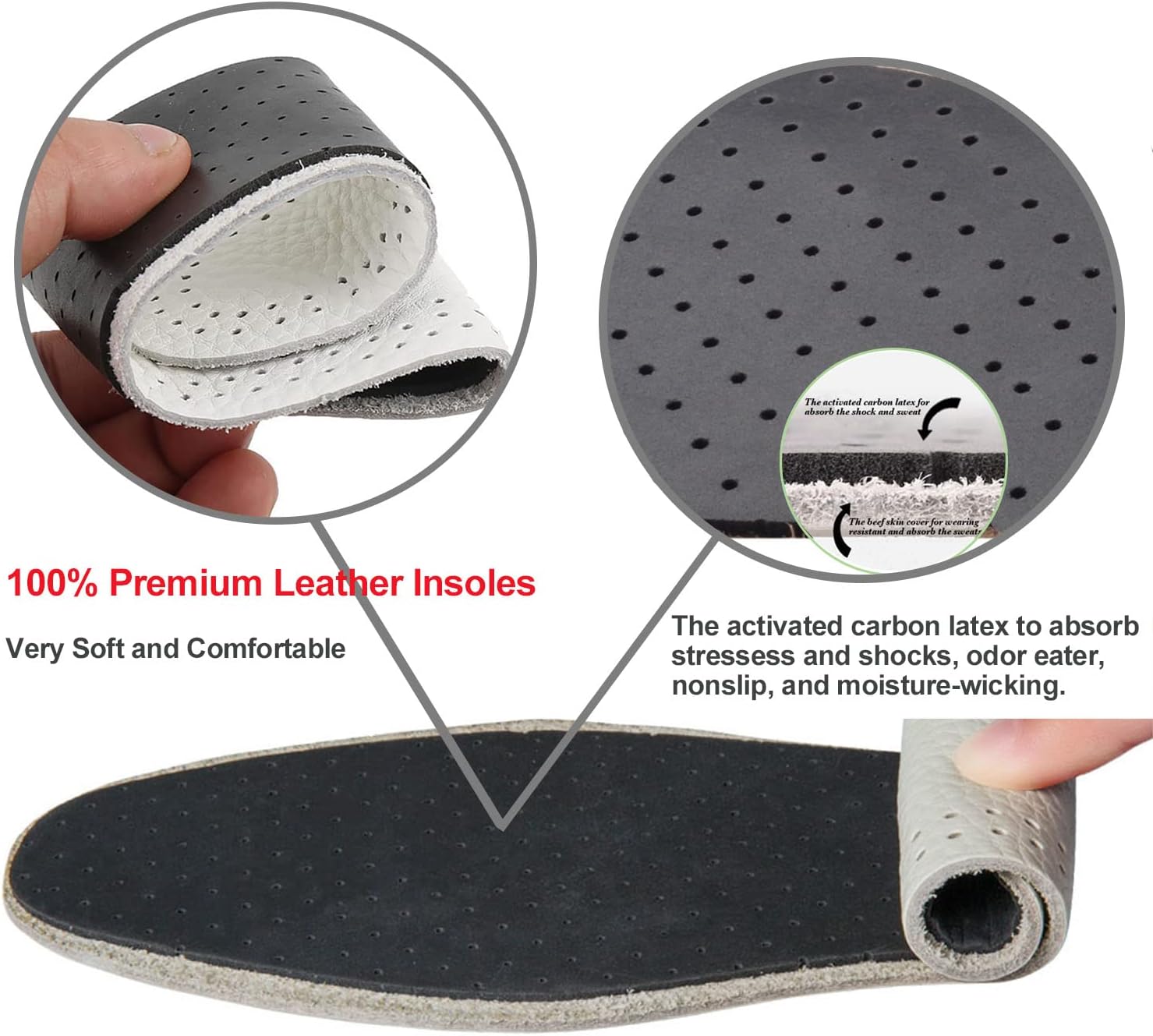Bellcon – Plantillas de cuero para hombres y mujeres, plantillas de cuero blanco y beige para adultos, insertos de zapatos de longitud completa para
