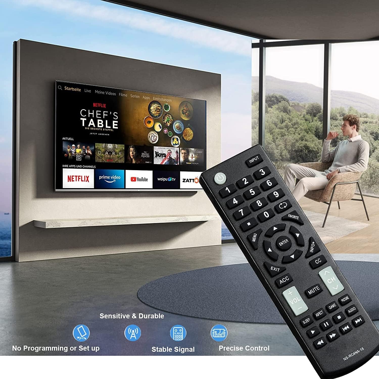 Paquete de 2 unidades de repuesto de control remoto universal para todos los televisores Insignia LED-LCD HDTV