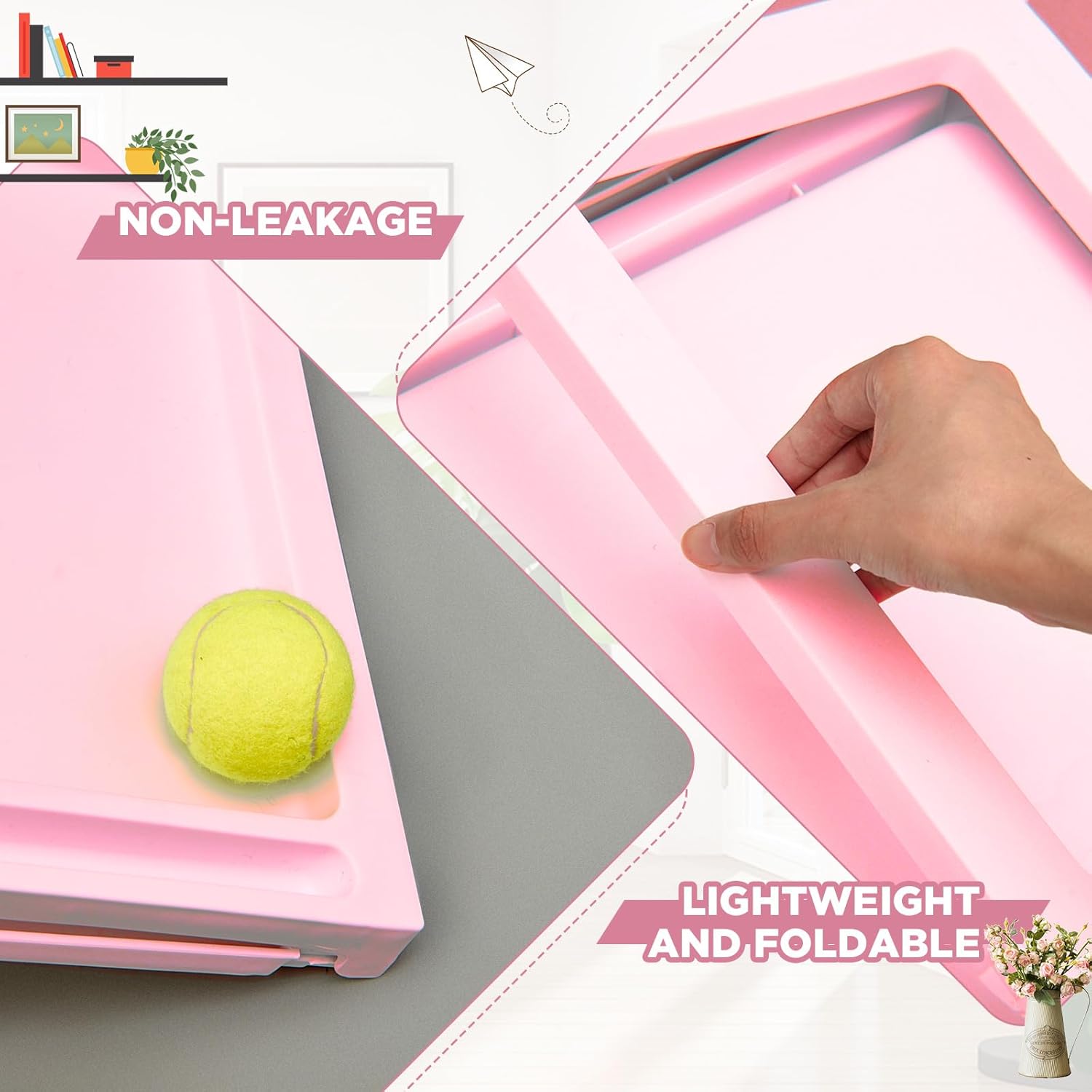 Paquete de 4 bandejas plegables para desayuno en la cama, bandejas de plástico para regazo, patas plegables con asas, bandejas de alimentos para