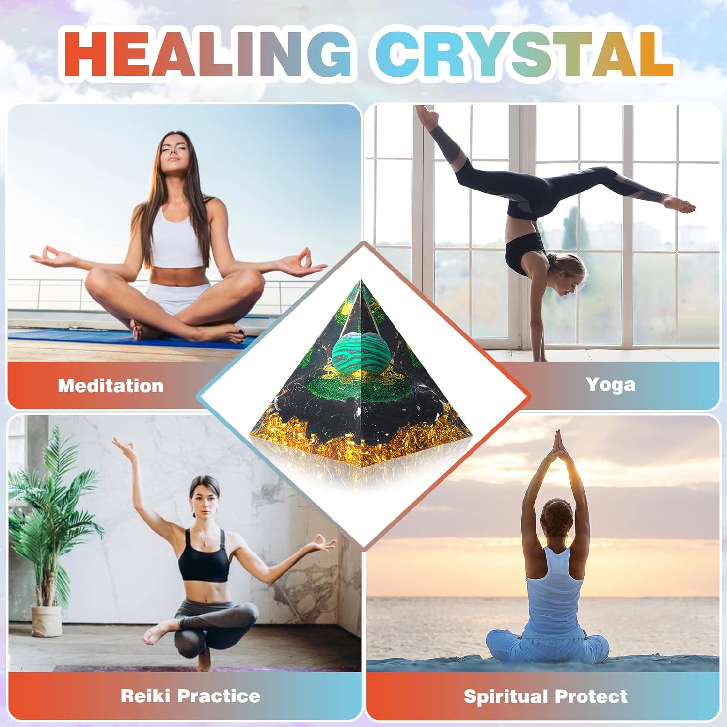 Orgone Pyramid Crystal Healing Stone Energy Generator Healing Crystals Chakra Crystal Healing Meditation Crystal Sphere Orgonite Crystal Pyramid