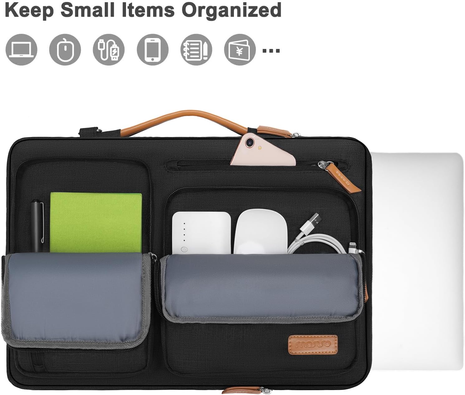 MOSISO Bolsa de hombro protectora 360 para laptop, bolsa de computadora de 15 a 15.6 pulgadas compatible con MacBook Pro 16, HP, Dell, Lenovo, Asus,