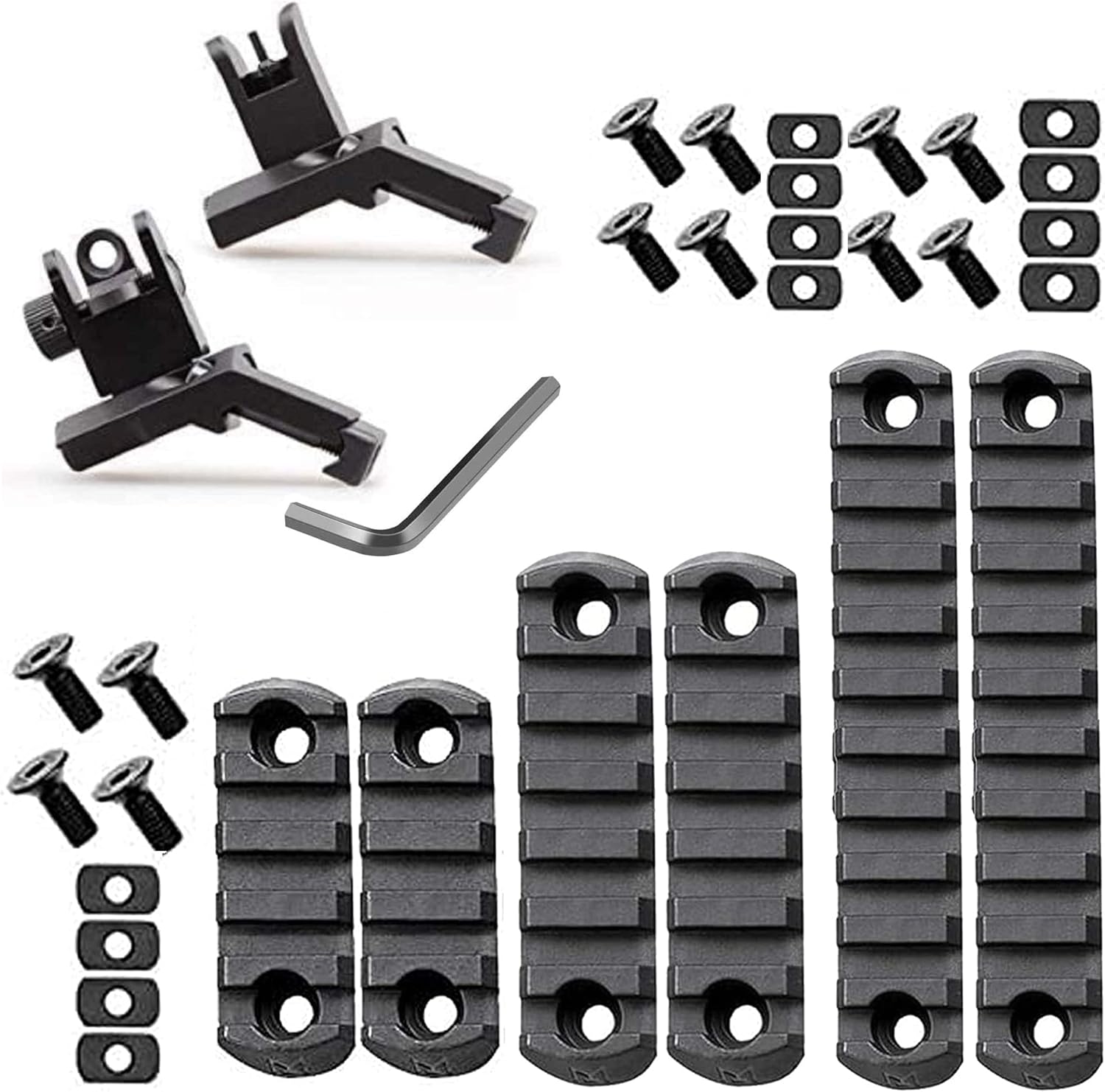 45 Degree Offset Flip Up Sight  Low Profile Design Rapid Transition Front and Rear flip up Sights s-i-g-h-t with 3 and 5 Pieces Slot
