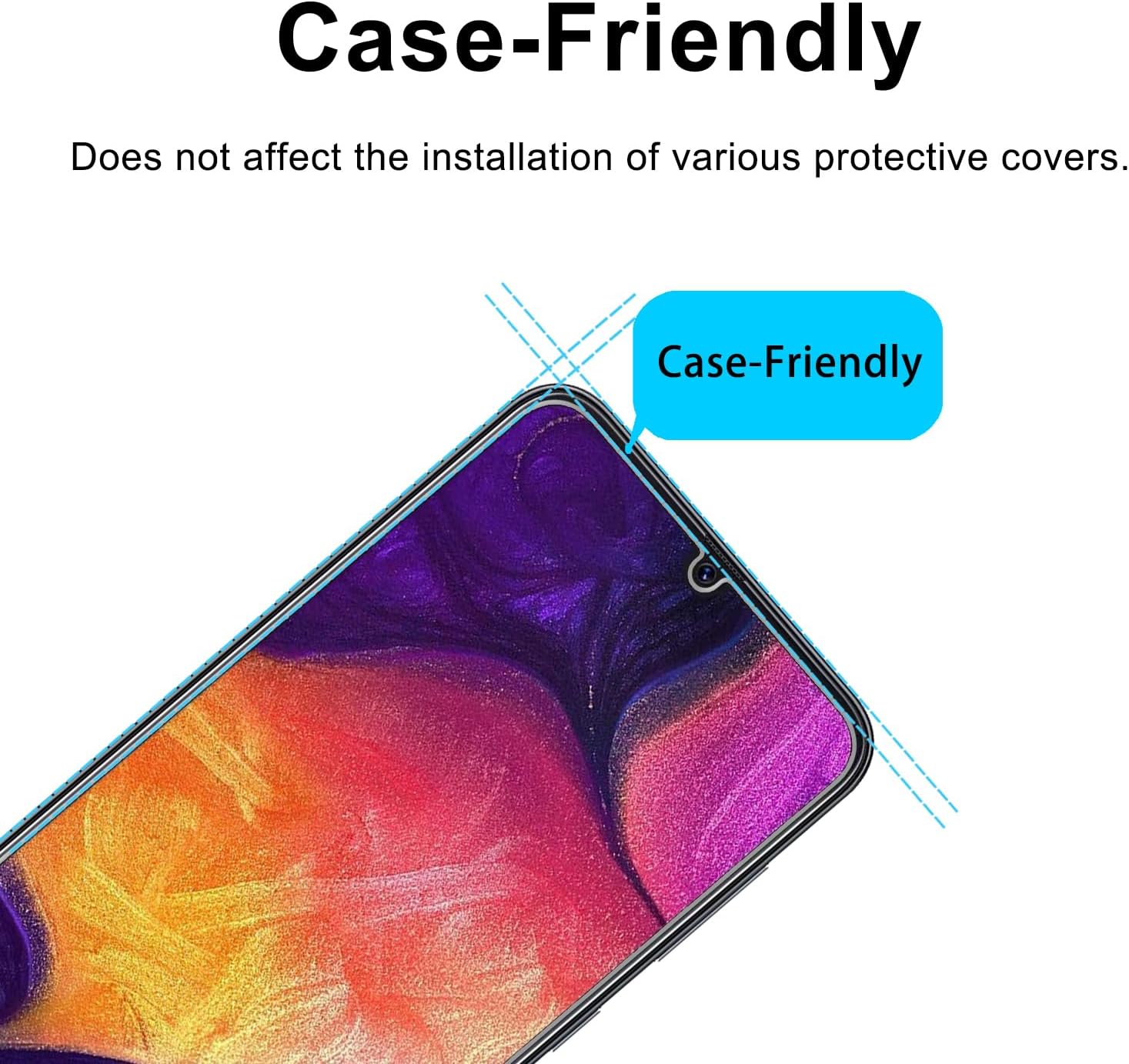Paquete de 2 protectores de pantalla de privacidad de vidrio templado antiespía de dureza 9H para Samsung Galaxy A50A50SA30A30SM30SA20