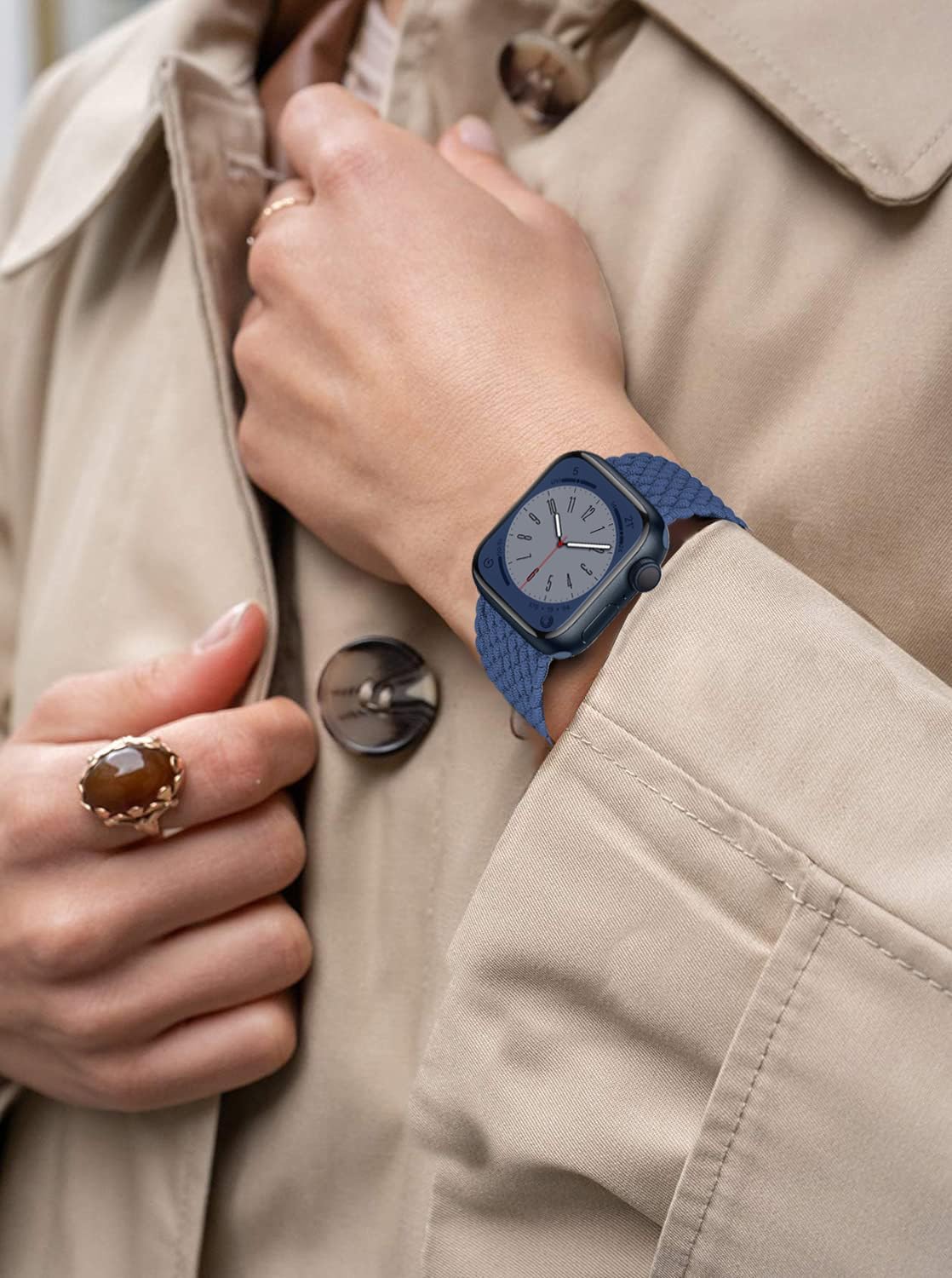 Correa trenzada Solo Loop para Apple Watch Band de 1.575 pulgadas, 1.654 pulgadas, 1.614 pulgadas, 1.732 pulgadas, 1.732 pulgadas, 1.772 pulgadas,