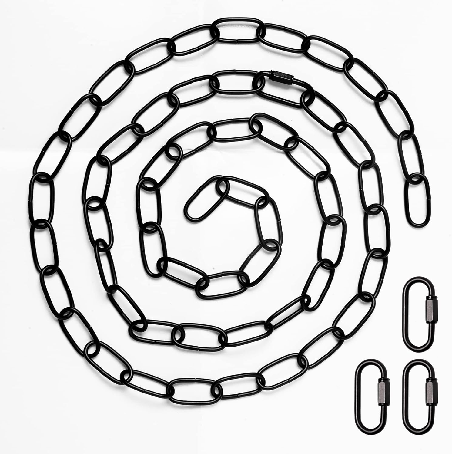 Cadena de lámpara colgante negra, cadena colgante de 6 pies, extensión de cadena de lámpara colgante con cerraduras de conexión, cadena resistente