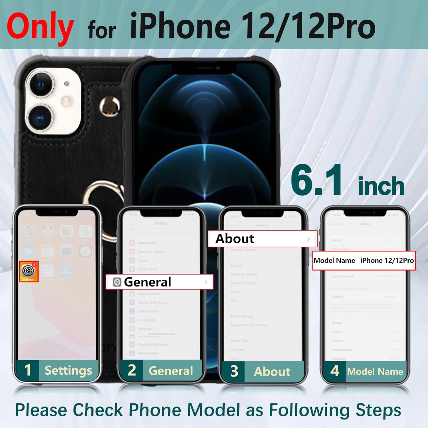 Funda tipo cartera para iPhone 12 Pro12 con tarjetero de crédito, funda protectora de cuero a prueba de golpes compatible con soporte de anillo de