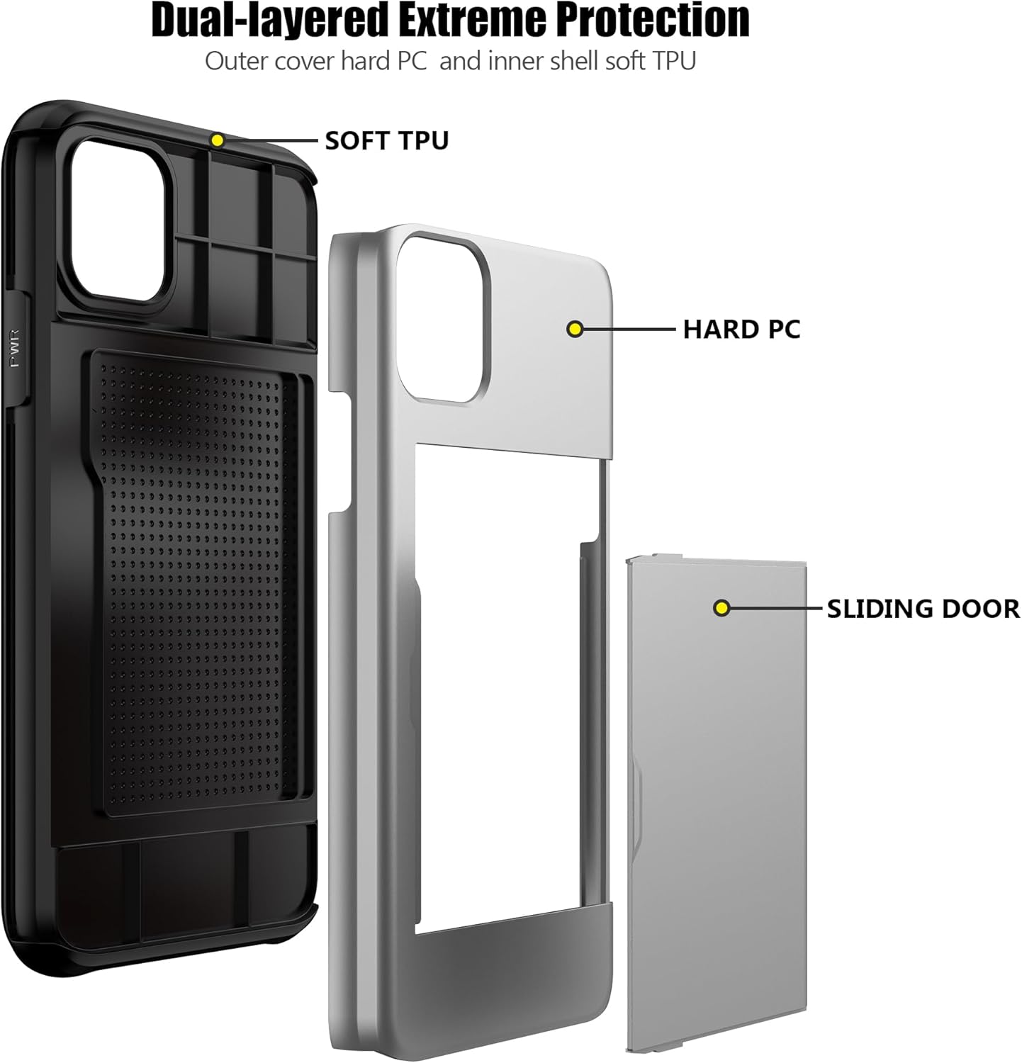 Nvollnoe Funda para iPhone 11 Pro Max con tarjetero resistente de protección de doble capa a prueba de golpes, ranura para tarjetas oculta, funda