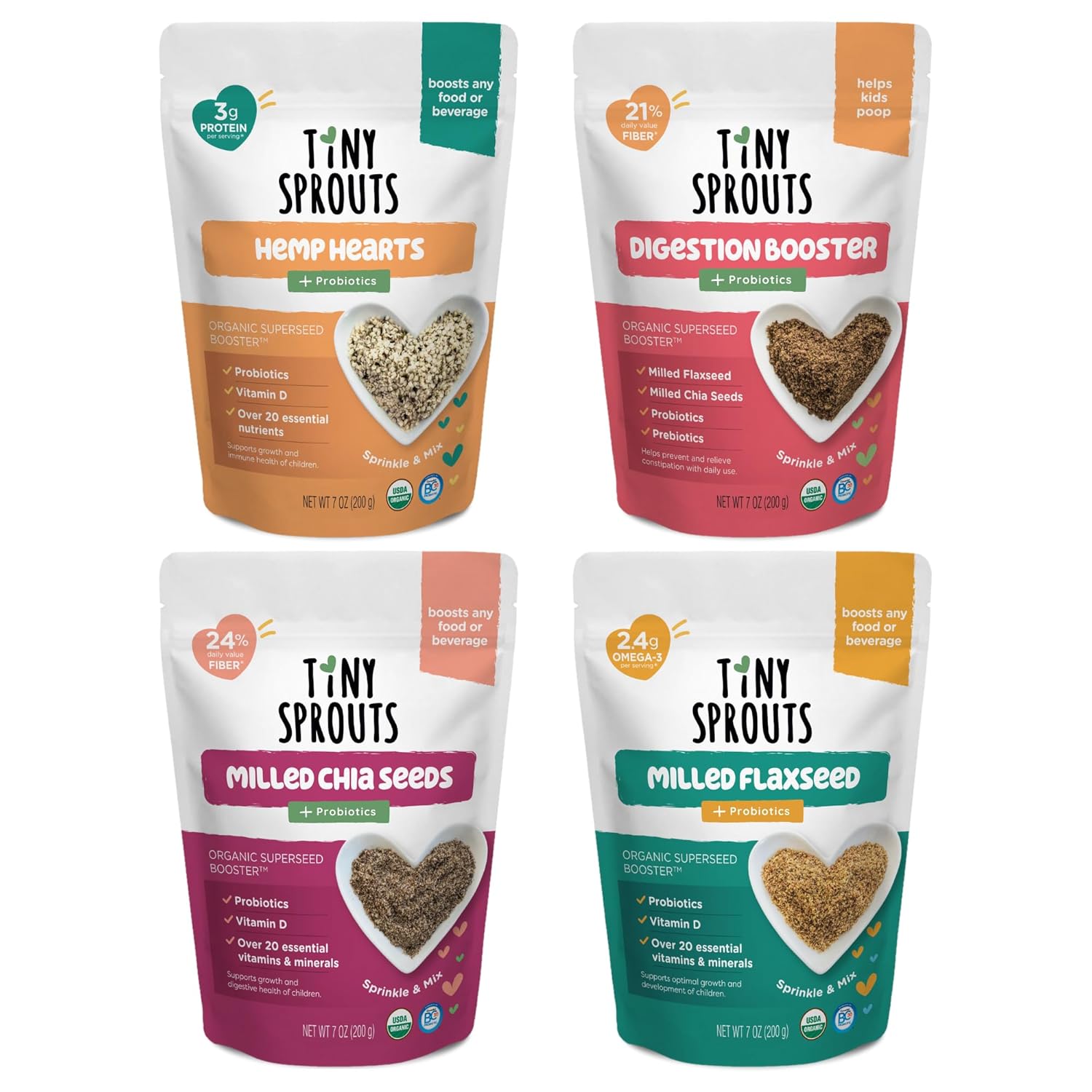 Superseed – Paquete variado con vitamina D + PROBIÓTICOS, proteína de fibra prebiótica Omega-3, semillas para bebés de 6 meses y niños pequeños para