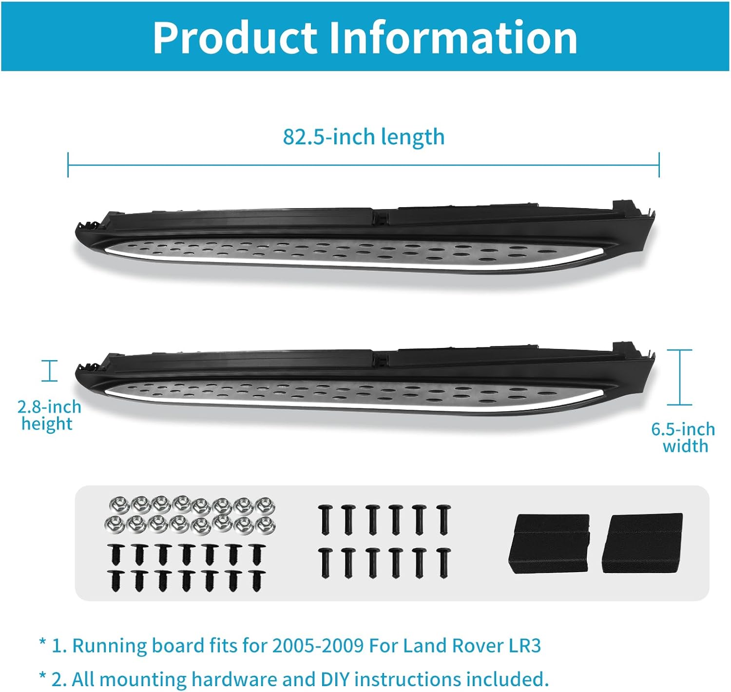 ECCPP Estribos aptos para Land Rover LR3, 2010-2016 para Land Rover LR4 Sport Utility 4 puertas escalones Nerf barras de plástico y aluminio