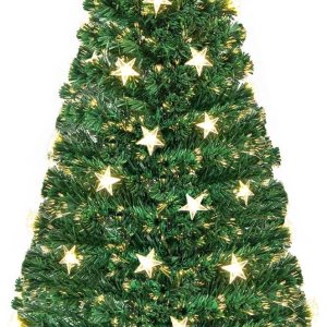 HAPPYGRILL Árbol de Navidad preiluminado de 6 pies, árbol de Navidad artificial con 230 puntas de rama, 30 luces de estrella blancas cálidas, fibra HAPPYGRILL Árbol de Navidad preiluminado de 6 pies, árbol de Navidad artificial con 230 puntas de rama, 30 luces de estrella blancas cálidas, fibra