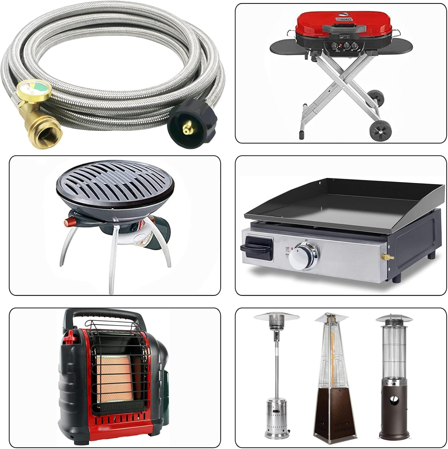 Manguera de extensión de tanque de propano mejorada de 12 pies trenzada con calibre, manguera de extensión de tanque QCC1tipo 1, accesorio Acme a