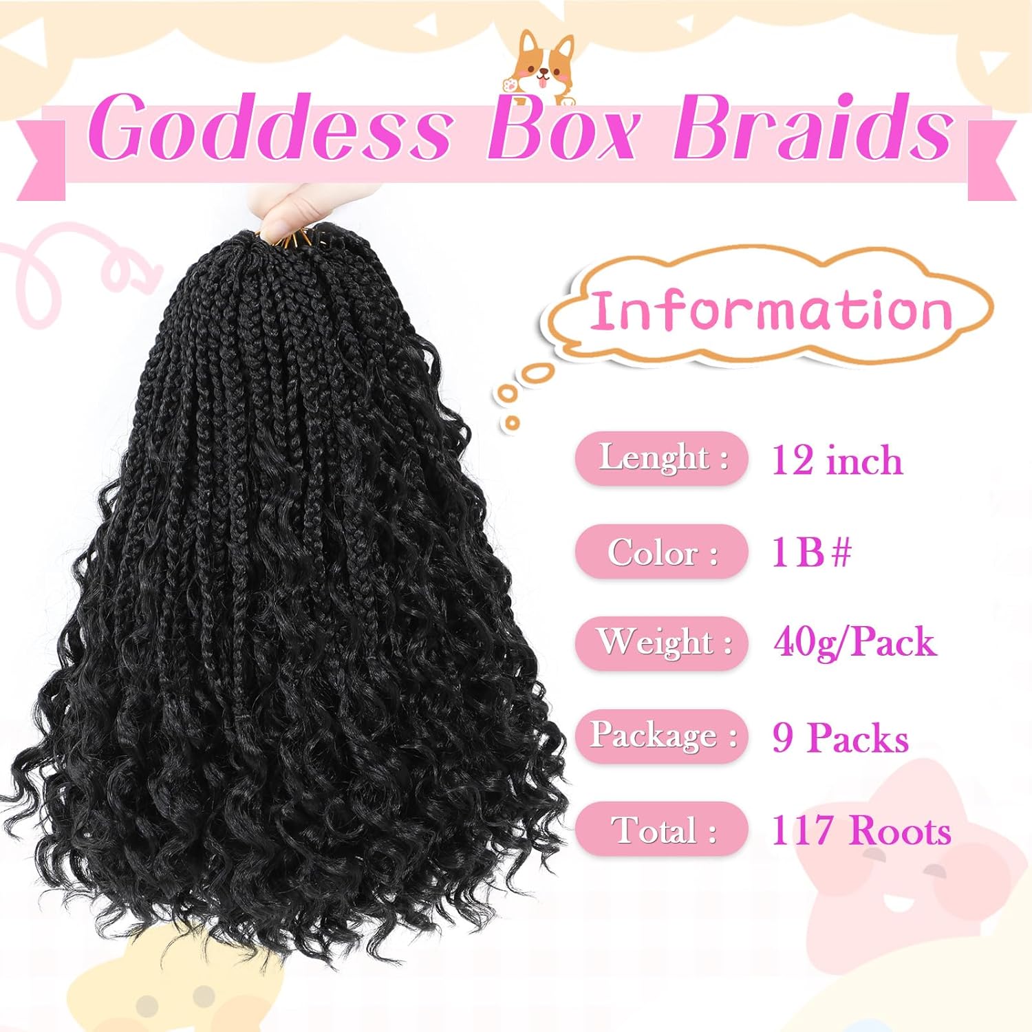 Kelagoo Goddess Box – Trenzas de cabello de ganchillo de 12 pulgadas, paquete de 9 paquetes de trenzas de caja Bohomian para mujeres negras, trenzas