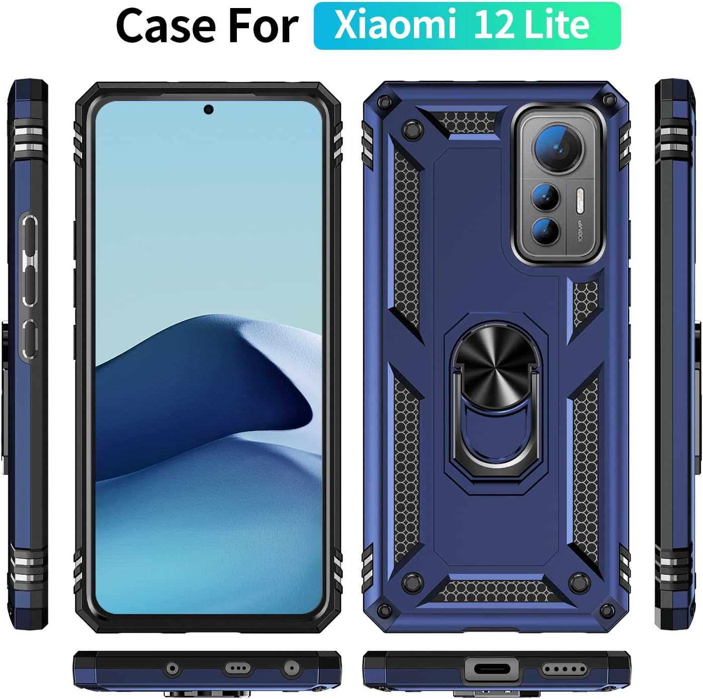 Funda para Xiaomi 12 Lite 5G, Xiaomi 12 Lite Funda para teléfono Slim Fit Protección militar a prueba de golpes Armor Defender Funda protectora para
