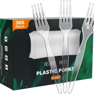 JOLLY CHEF Tenedores de plástico transparente, tenedores desechables resistentes, utensilios de plástico perfectos para el hogar, escuela, fiesta, JOLLY CHEF Tenedores de plástico transparente, tenedores desechables resistentes, utensilios de plástico perfectos para el hogar, escuela, fiesta,