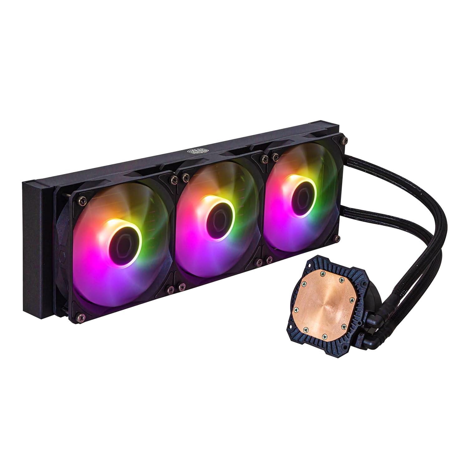 Cooler Master MasterLiquid – Enfriador líquido de CPU ARGB de 360L Core – Bomba de doble cámara Gen S, radiador superior y ventiladores ARGB de