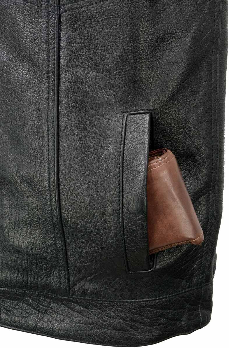 Milwaukee Leather Chaleco de cuero para motociclista estilo club negro para hombre, Sh2036-negro