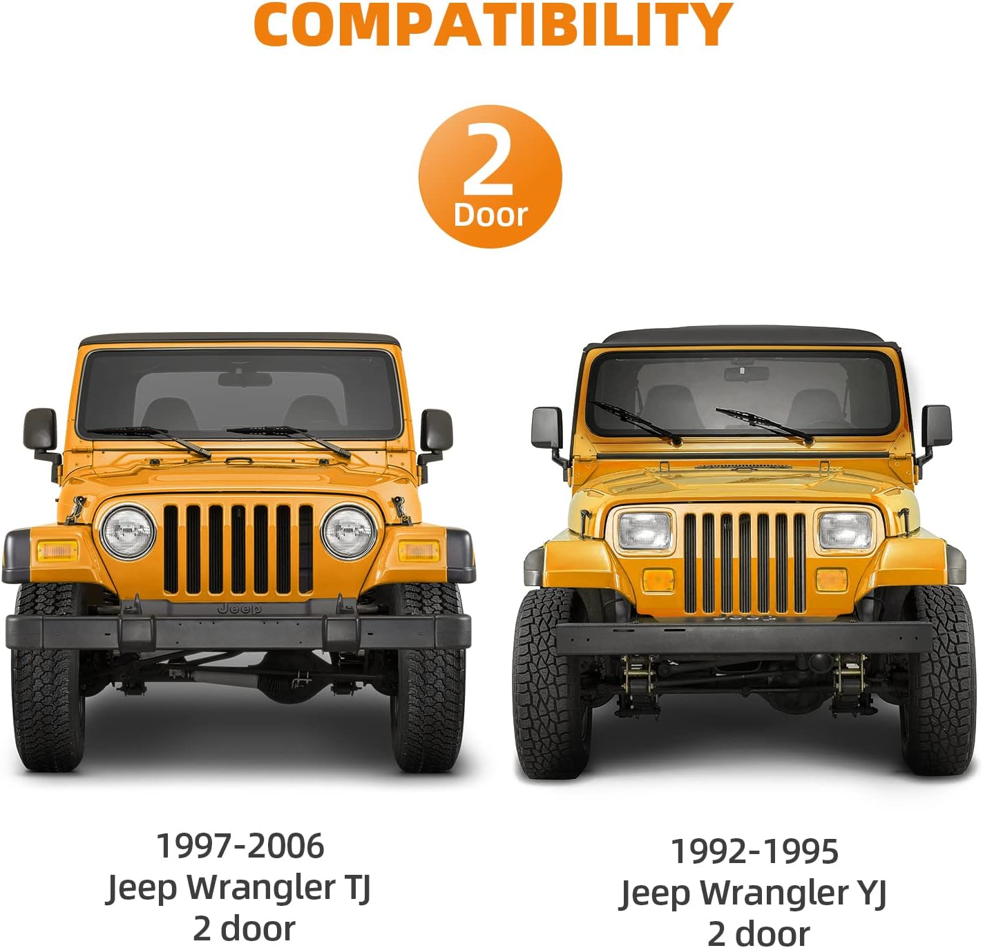 Funda para cabina de automóvil para Jeep Wrangler TJ y YJ de 2 puertas 1992-2006, Wrangler cubierta impermeable para lluvia con cubierta de espejo y