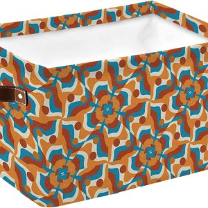 Blue Orange Red Storage Basket for Organizing Shelves, Collapsible Storage Bins Boxes with Handle, Retro Modern Geometric Abstract Art Canvas Hamper Blue Orange Red Storage Basket for Organizing Shelves, Collapsible Storage Bins Boxes with Handle, Retro Modern Geometric Abstract Art Canvas Hamper