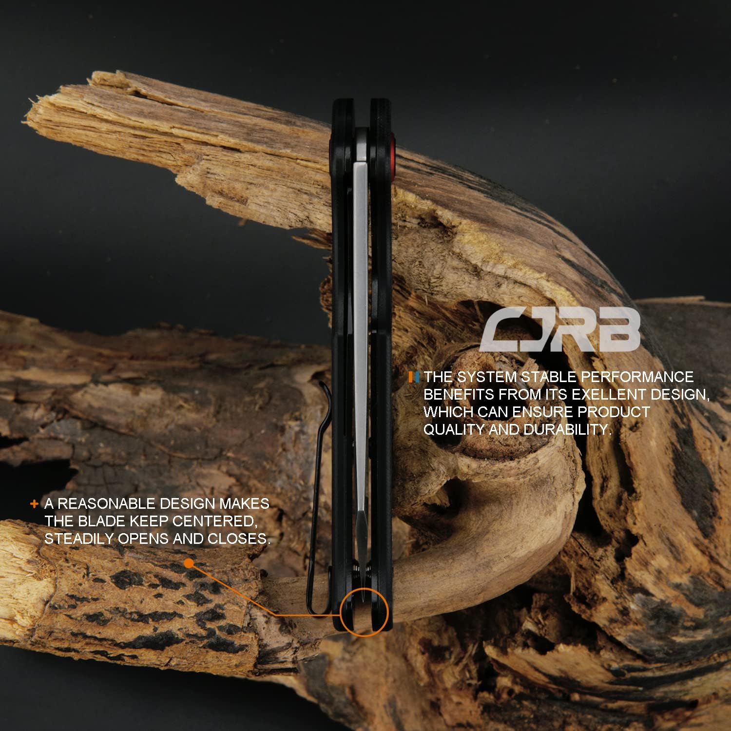CJRB CUTLERY Cuchillo plegable Crag (J1904) Rose Damasco Hoja de acero Mango de fibra de carbono Cuchillo de bolsillo EDC