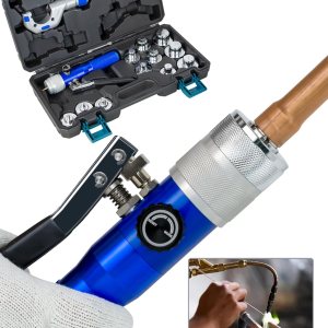 AMZCNC Kit de herramientas de estampación compacto con cortador de tubos, herramienta de desbarbado y 11 cabezales expansores para tubos de cobre de AMZCNC Kit de herramientas de estampación compacto con cortador de tubos, herramienta de desbarbado y 11 cabezales expansores para tubos de cobre de