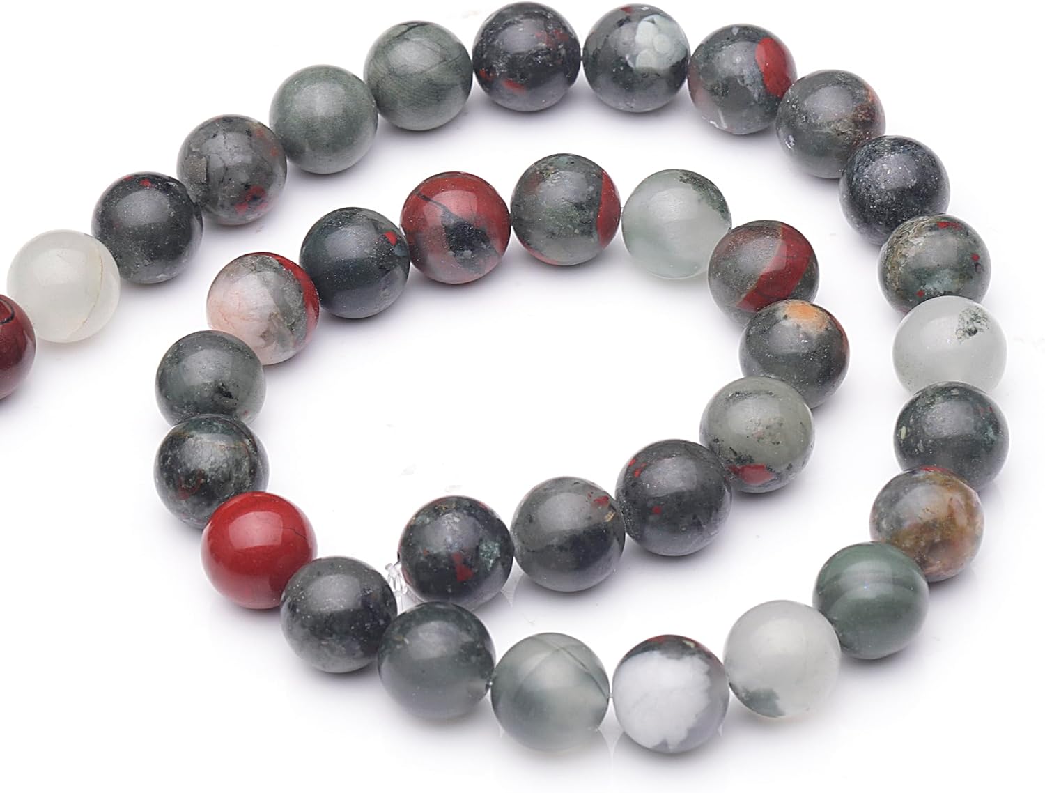 Youngbling Cuentas de piedras preciosas naturales para la fabricación de joyas, cuentas de piedra de sangre africana pulidas redondas lisas de 0.315