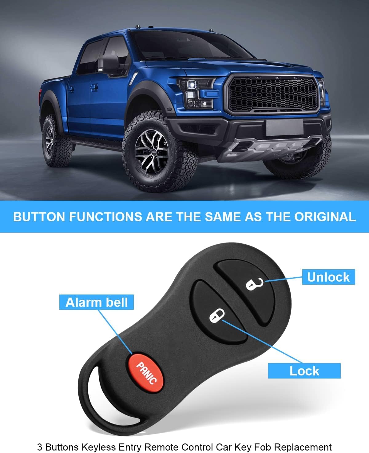 Llavero de repuesto para Chrysler Town & Country 1999-2003, Dodge Ram Truck 1500 2500 2002-2005, Dodge Caravan 1999-2003, Dodge Grand CaravanDurango