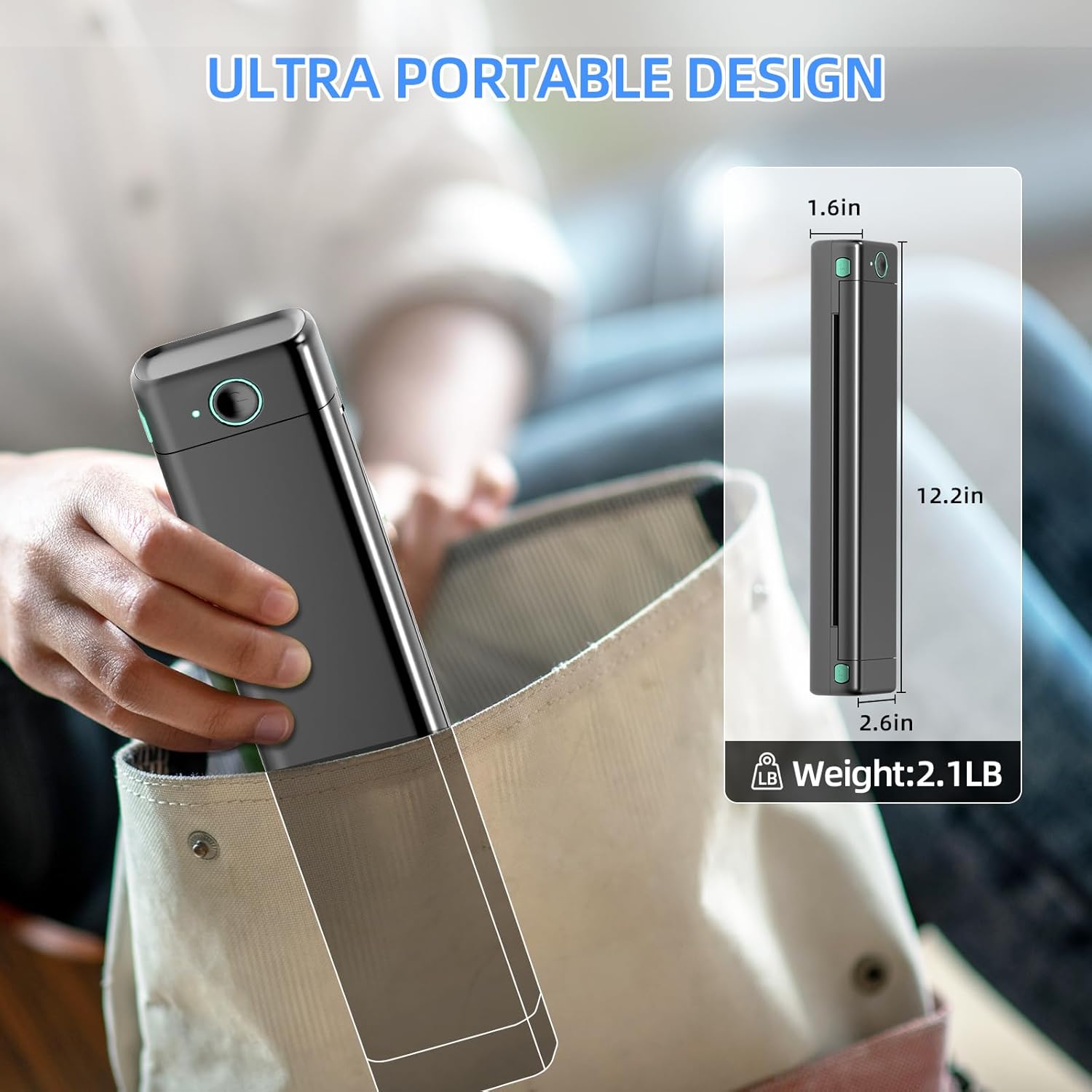 Impresoras portátiles inalámbricas para viajes, impresora térmica sin tinta, impresora móvil Bluetooth M08F compatible con letras de 8.5 x 11