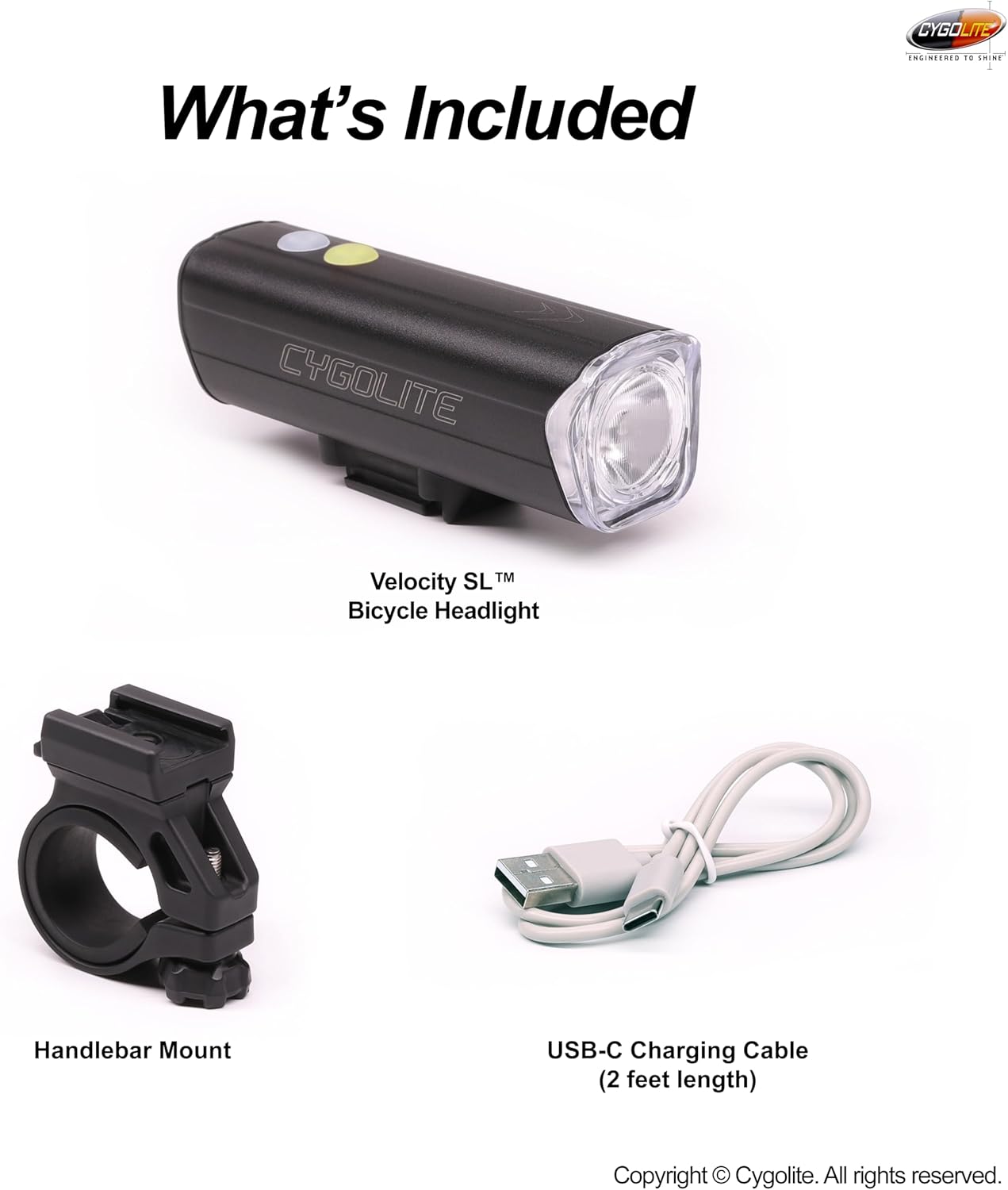 Cygolite Velocity SL – Luz de bicicleta de 1000 lúmenes, aleación de aluminio anodizado, 9 modos de luz, brillo ajustable fino, compacto IP67