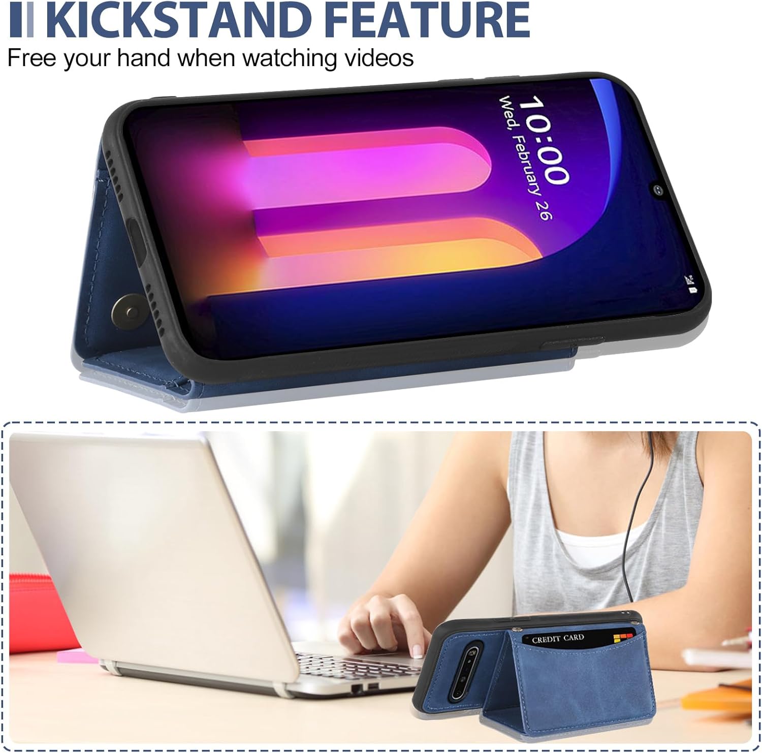 Asuwish Funda de teléfono para LG V60 ThinQ V60ThinQ 5G G9 Thin Q Wallet Cover con protector de pantalla de vidrio templado y soporte de tarjeta de