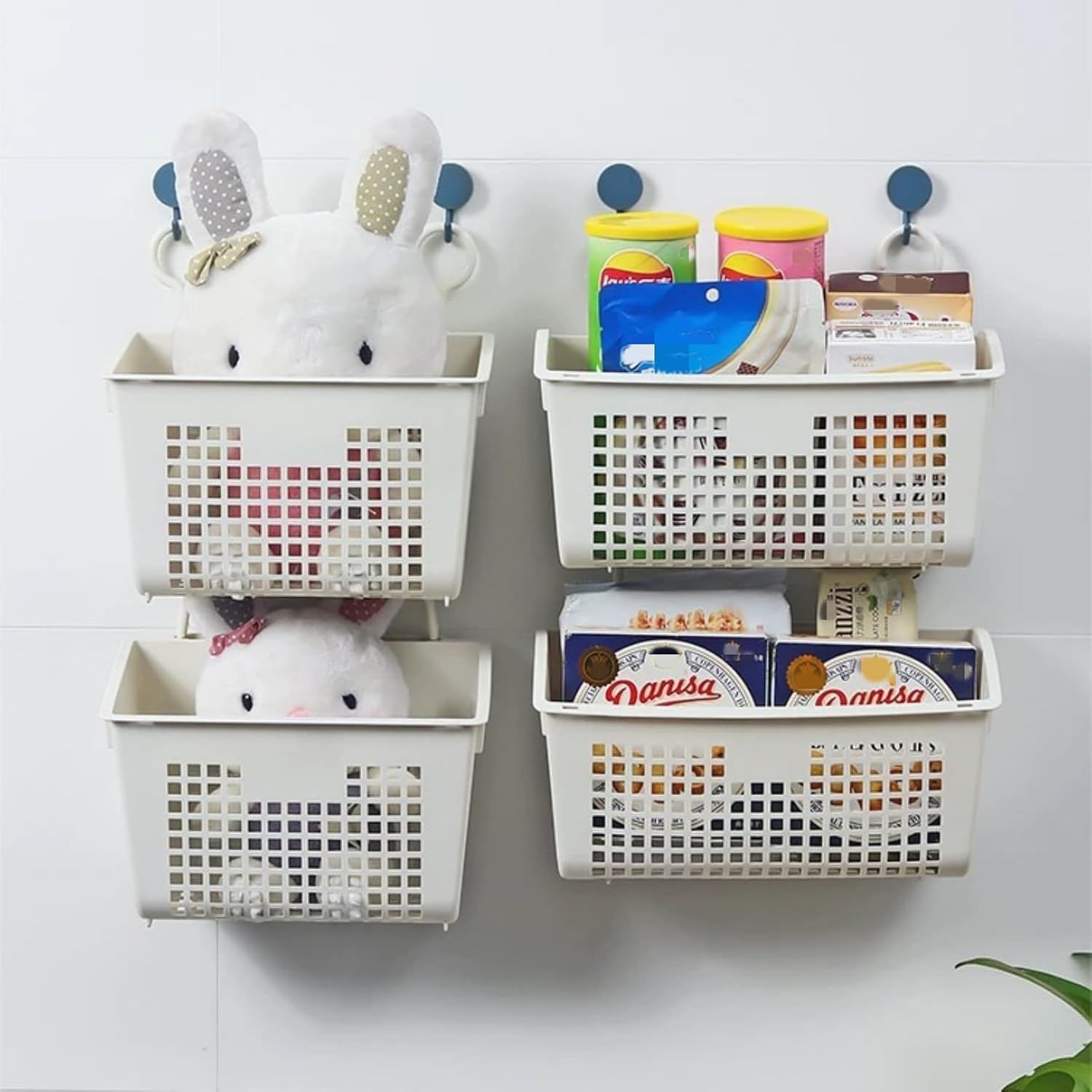 3 cestas de almacenamiento de plástico para colgar, cesta de plástico para organizar, baño, cocina, dormitorio, cesta de almacenamiento pequeña de