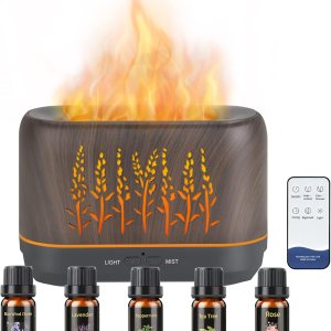 WJNB Difusor de aceite esencial para el hogar el difusor ultrasónico de niebla fría extiende el aroma por la habitación – Luz ambiental de llama WJNB Difusor de aceite esencial para el hogar el difusor ultrasónico de niebla fría extiende el aroma por la habitación – Luz ambiental de llama