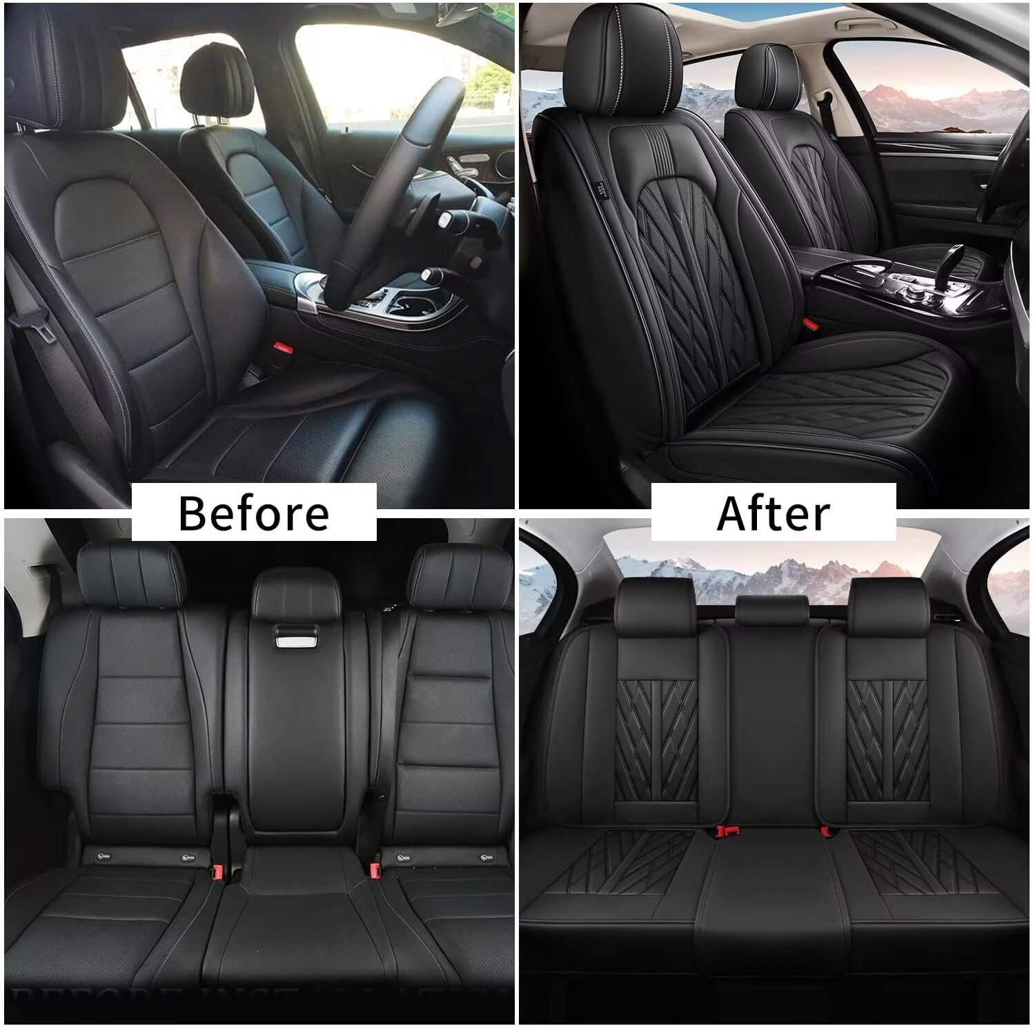 TTX LIGHTING Juego completo de fundas de asiento para automóvil compatibles con Nissan Frontier 2007-2024, fundas de asiento de cuero transpirables